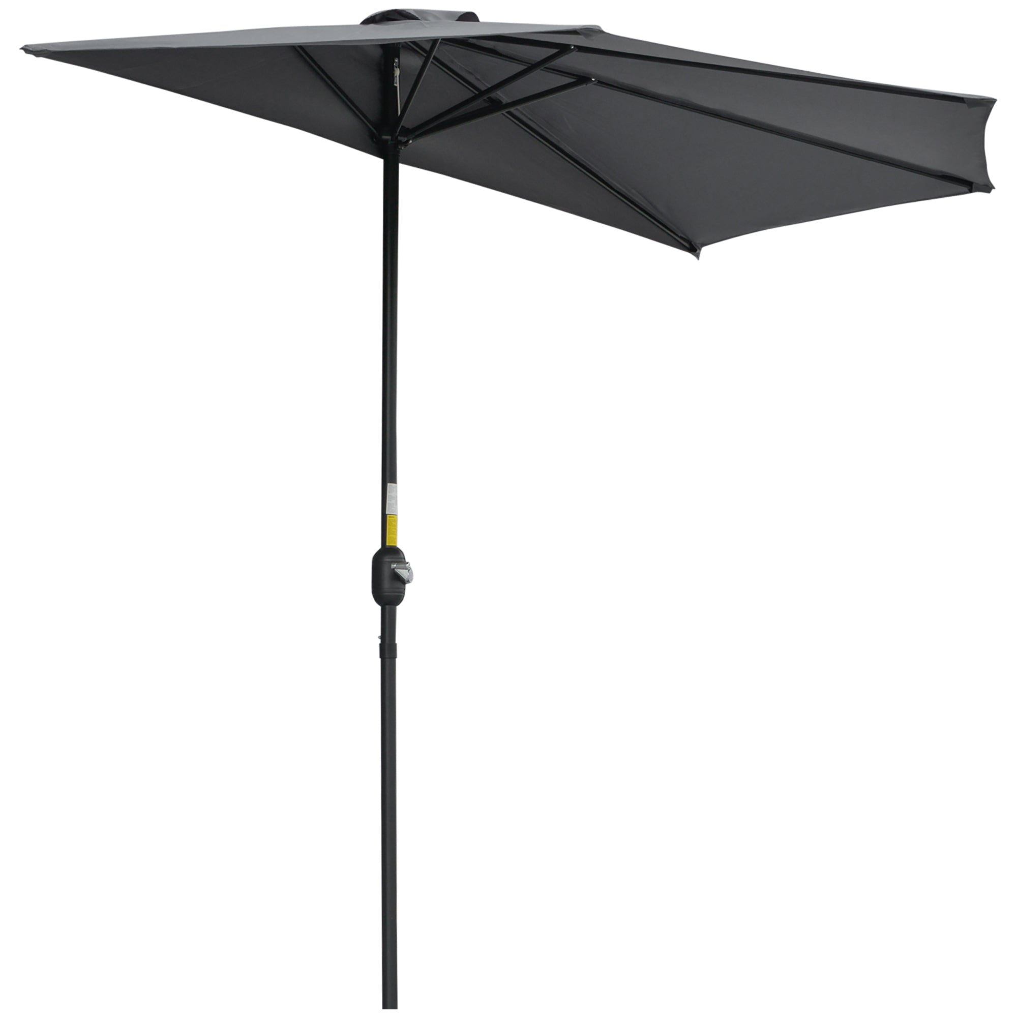 Outsunny 3(m) Half Parasol Semi Round Umbrella Patio Metal Frame Crank Handle for Balcony-- NO BASE INCLUDED, Grey - North Peak Garden Furniture
