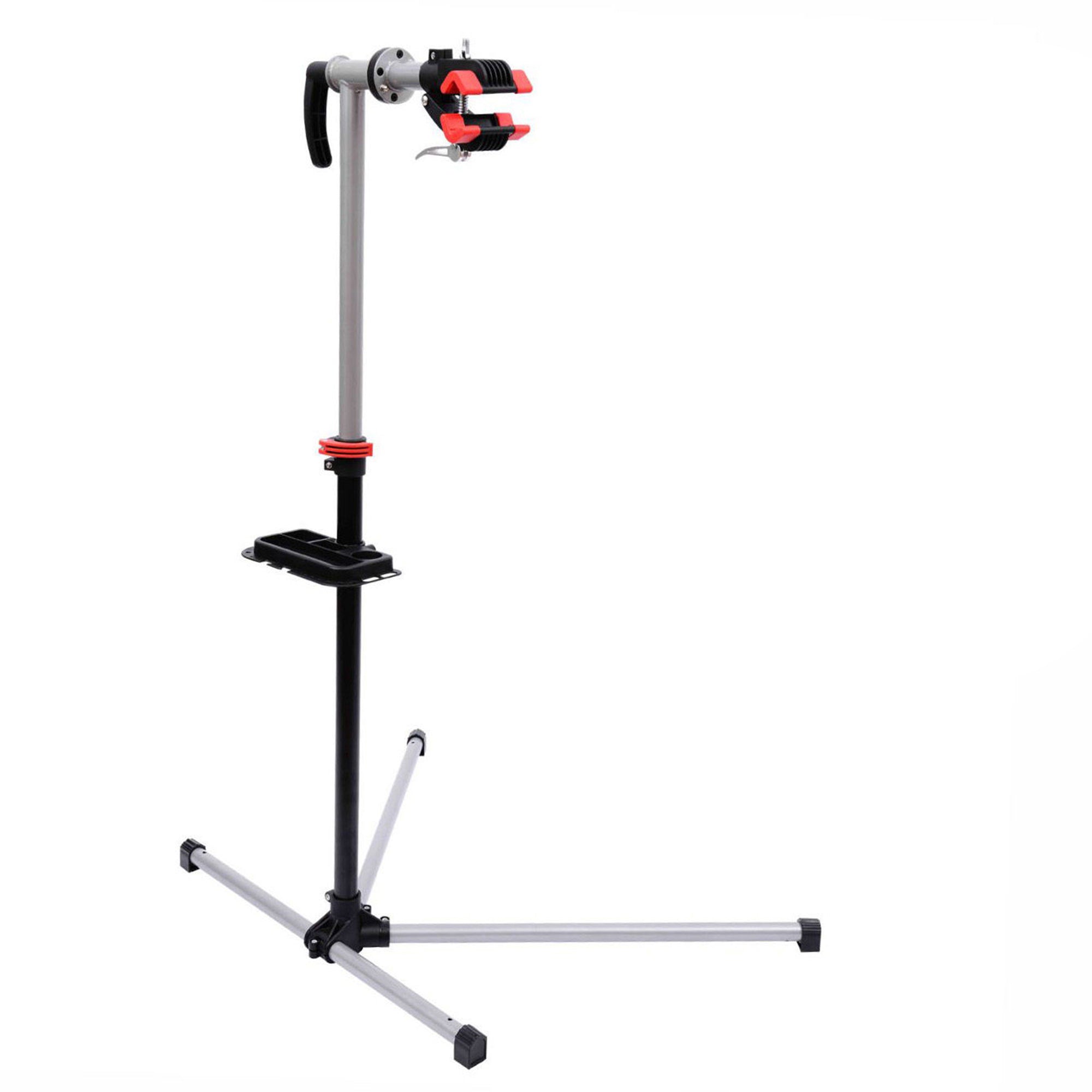 HOMCOM Bike Repair Stand Workstation, Bicycle Maintenance Workstand, Height Adjustable, with Tool Tray & 360° Rotating Adjustable Clamp for Home Mechanic Workshop - North Peak Garden Furniture