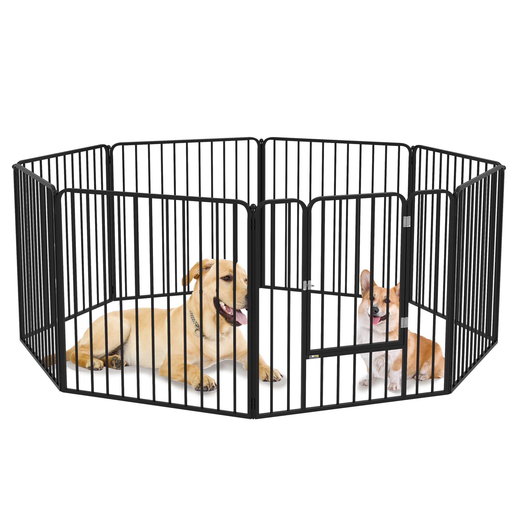 PawHut 80cm 8 Panels Heavy Duty Dog Pen, Pet Playpen for Indoors, Outdoors, Small, Medium Dogs - North Peak Garden Furniture