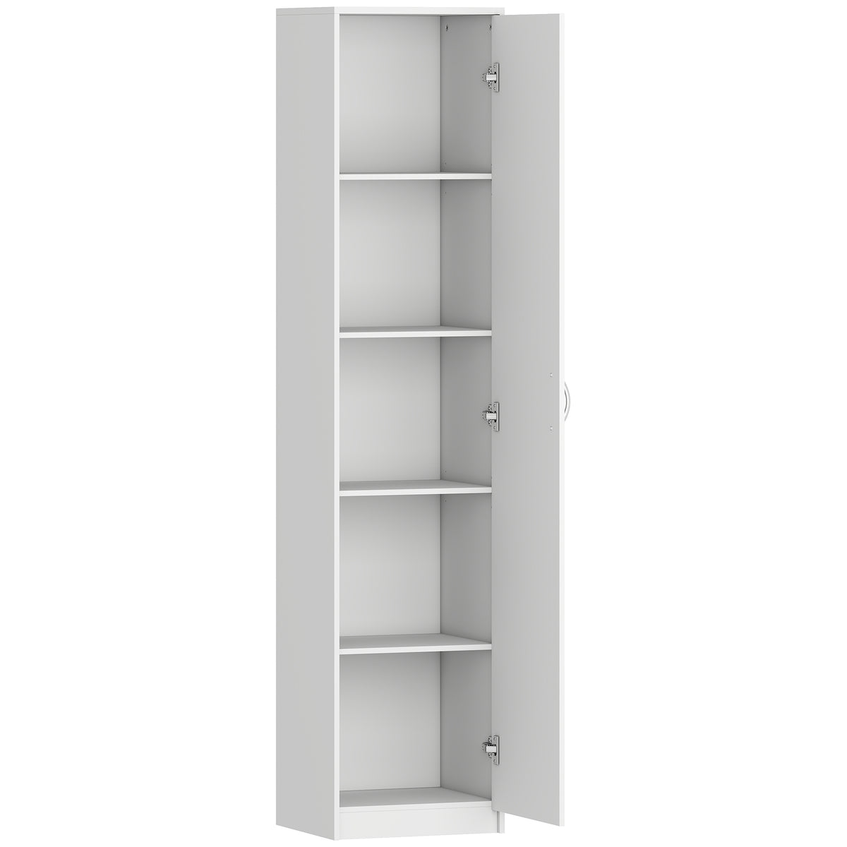 HOMCOM 180cm Tall Kitchen Cupboard, Freestanding 5-Tier Pantry Storage Cabinet with Adjustable Shelf, White