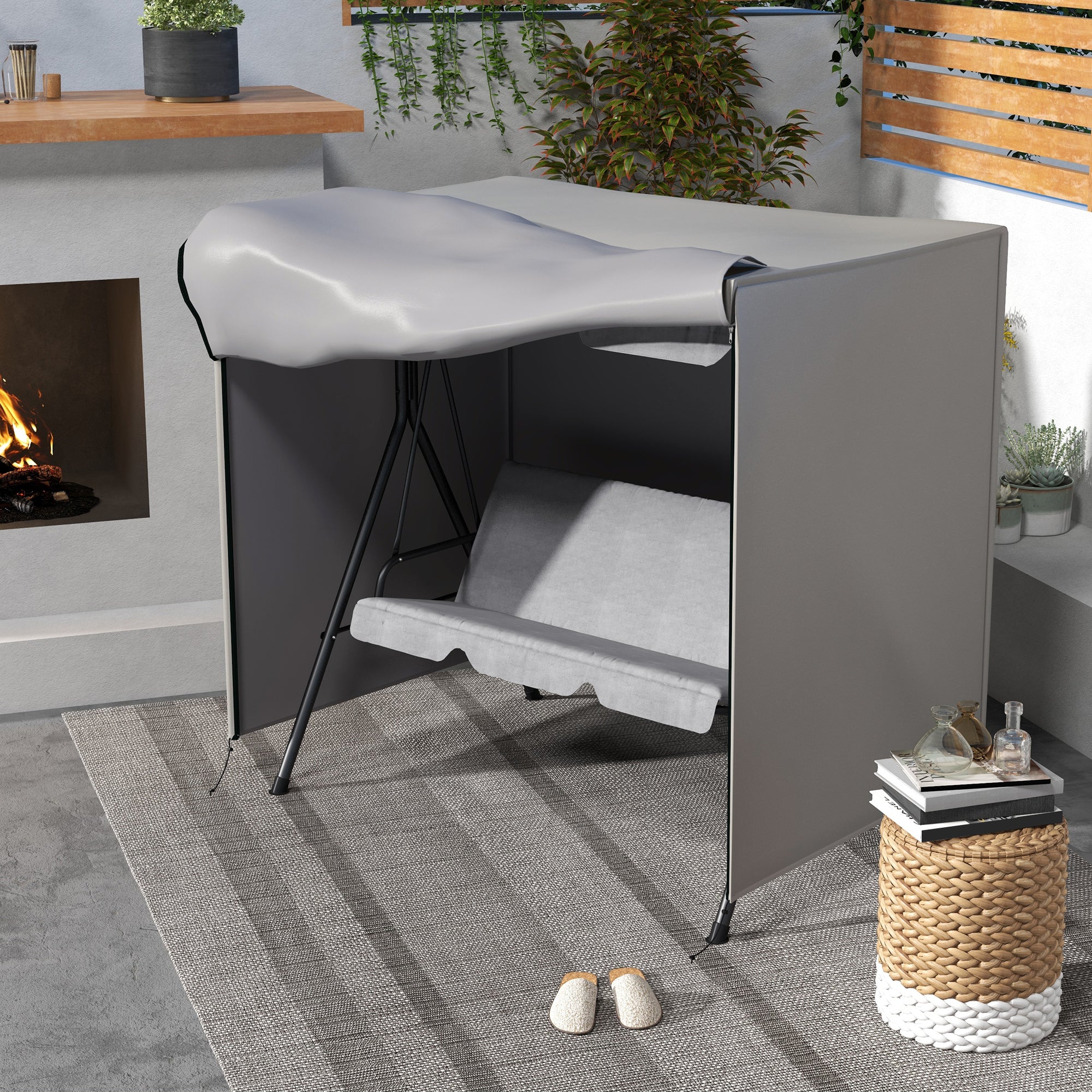 Outsunny 152 x 177cm Three-Seater Swing Chair Protective Cover Light Grey - North Peak Garden Furniture