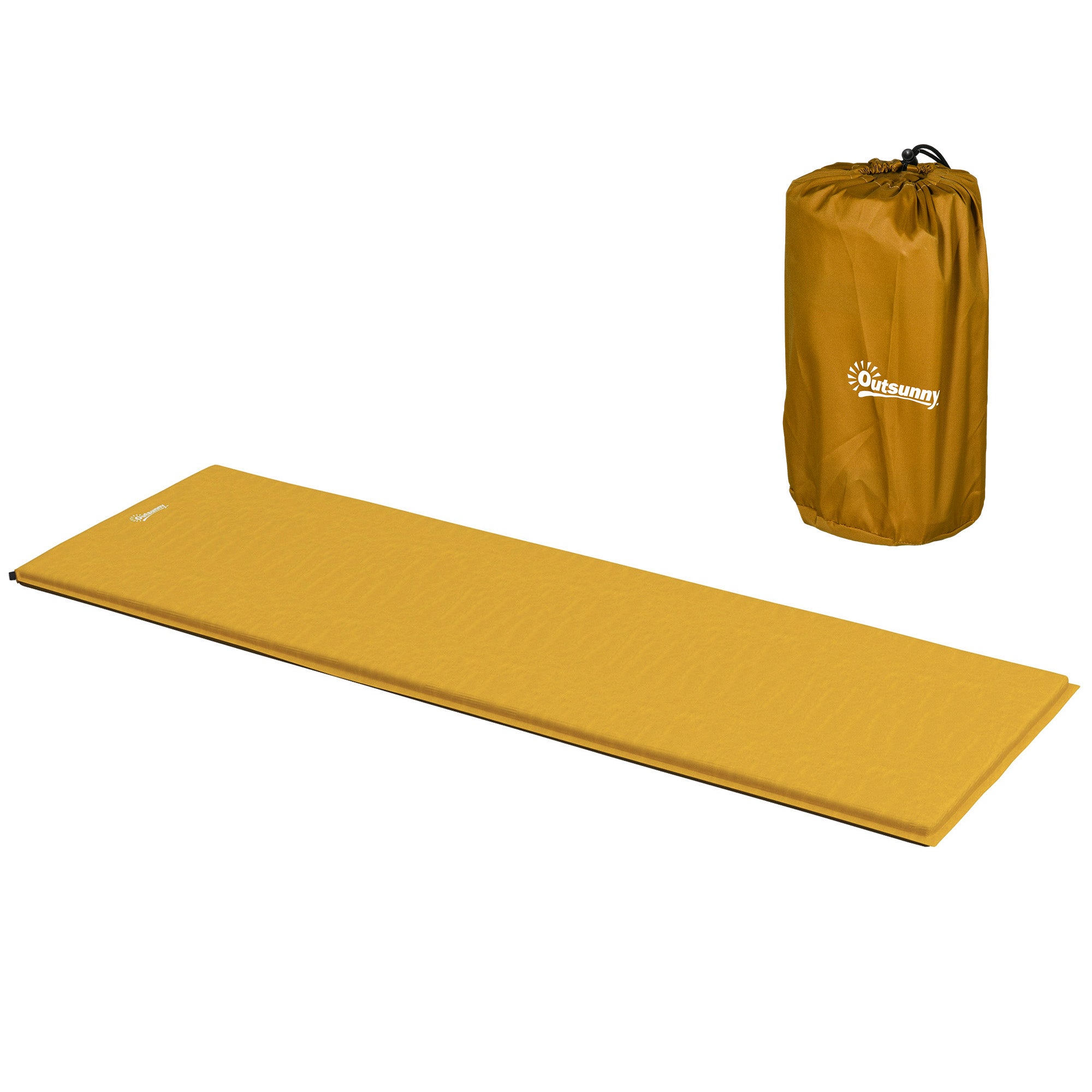 Outsunny Single Inflatable Mattress Sleeping Pad, Self-Inflating, Khaki - North Peak Garden Furniture