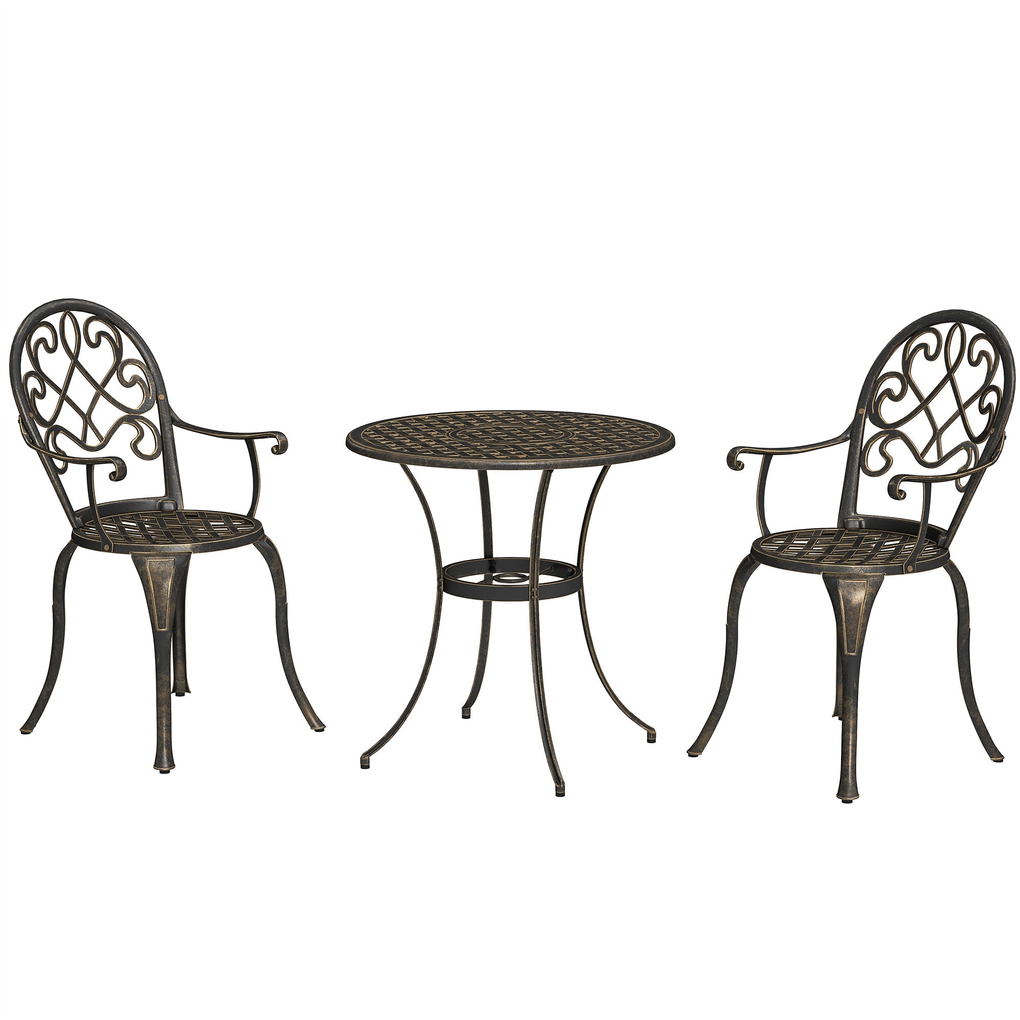 Outsunny Three-Piece Elegant Aluminium Garden Set - Bronze Tone - North Peak Garden Furniture