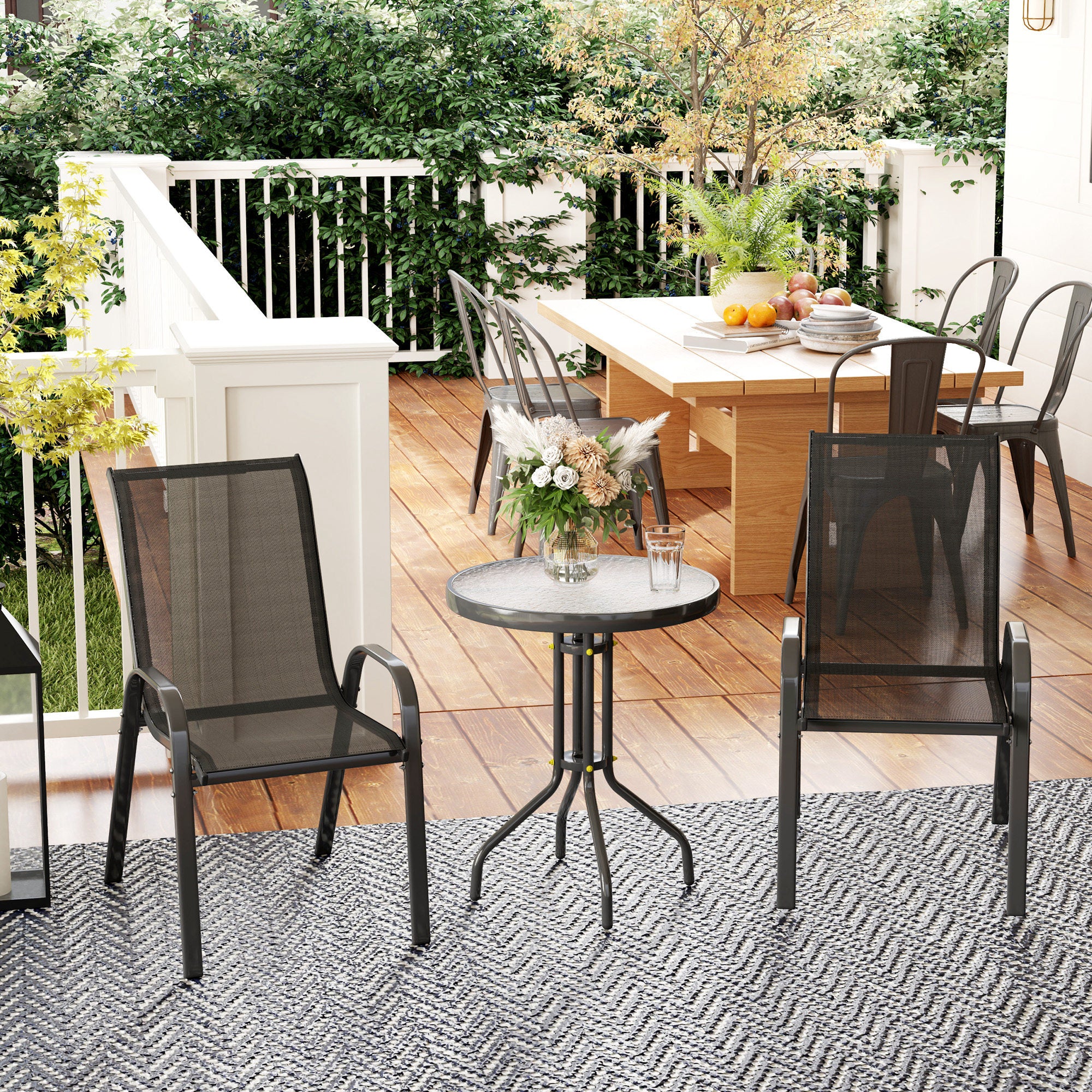 Outsunny Three-Piece Outdoor Garden Set - Black - North Peak Garden Furniture