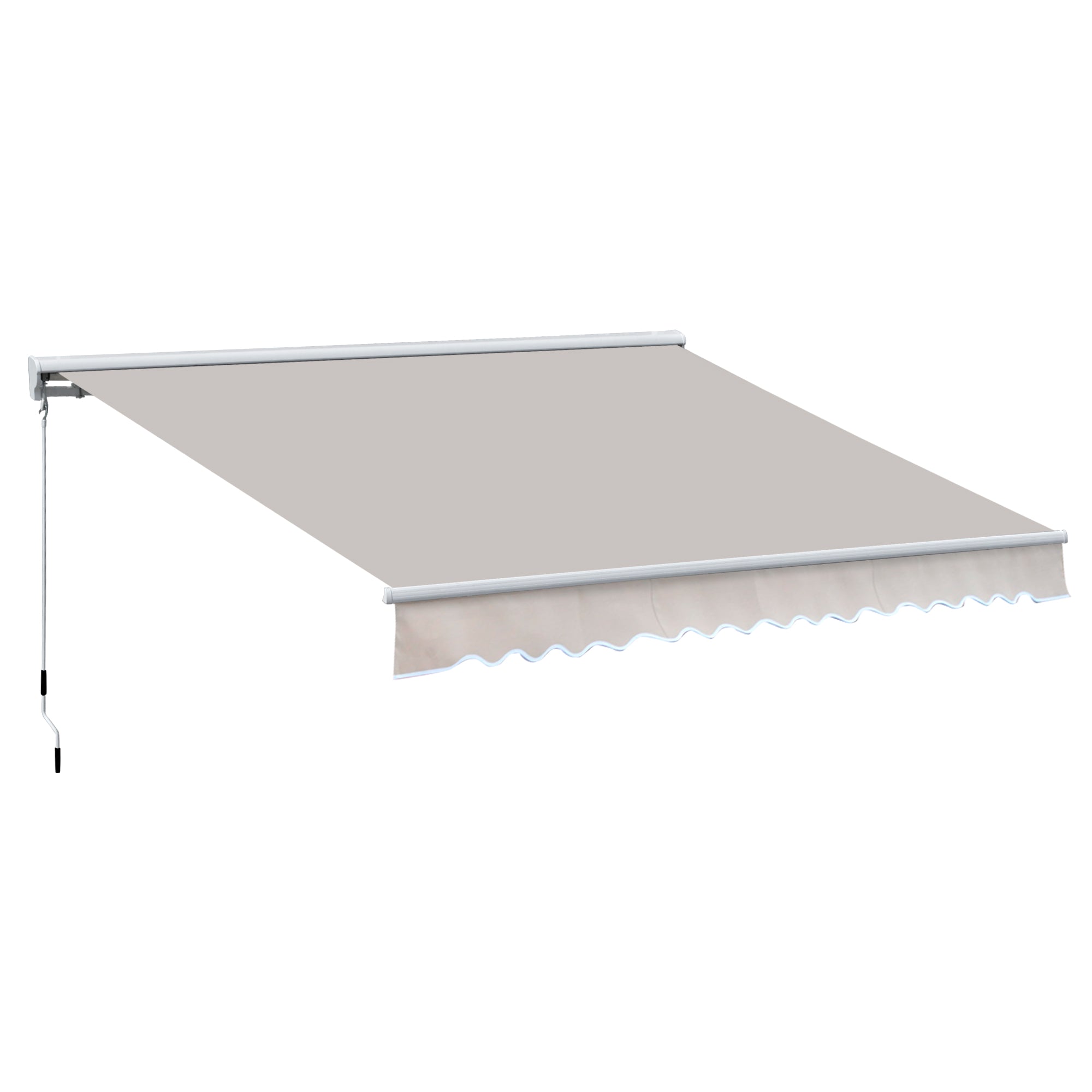 Outsunny 3.5Lx2.5M Retractable Manual/Electric Awning-Cream White/White - North Peak Garden Furniture