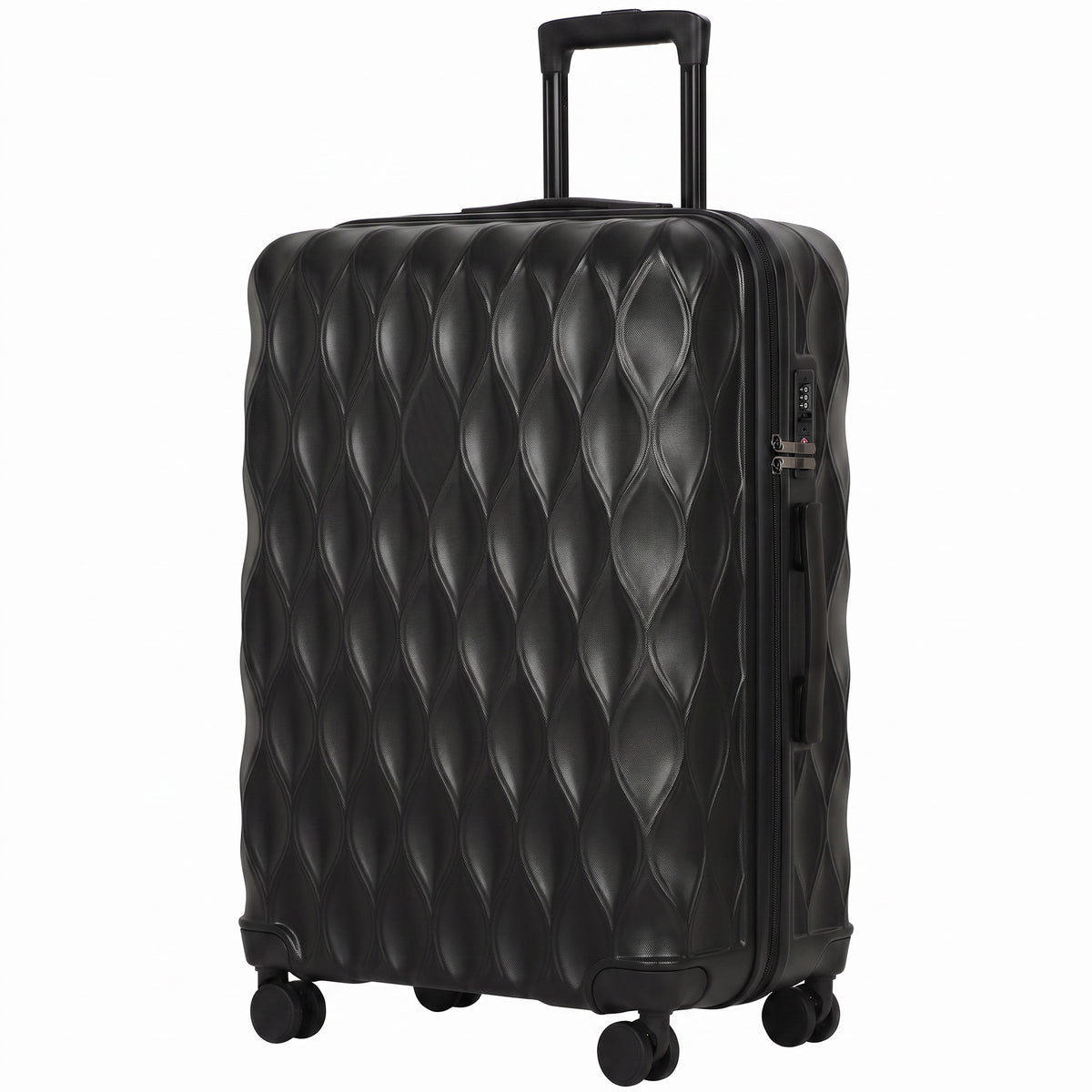 HOMCOM 77cm 98L Suitcase, Lightweight ABS Hard Shell Carry On Luggage with TSA Lock, Spinner Wheels, Telescopic Handle, Black