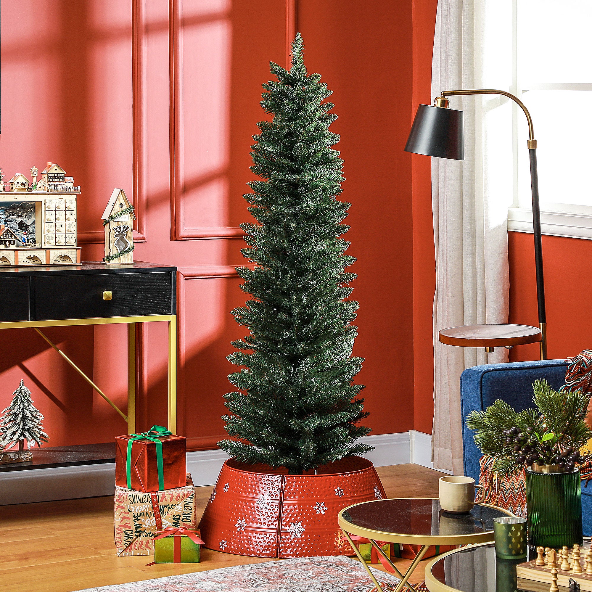 HOMCOM 5ft Artificial Bare Pencil Christmas Tree - Green - North Peak Garden Furniture