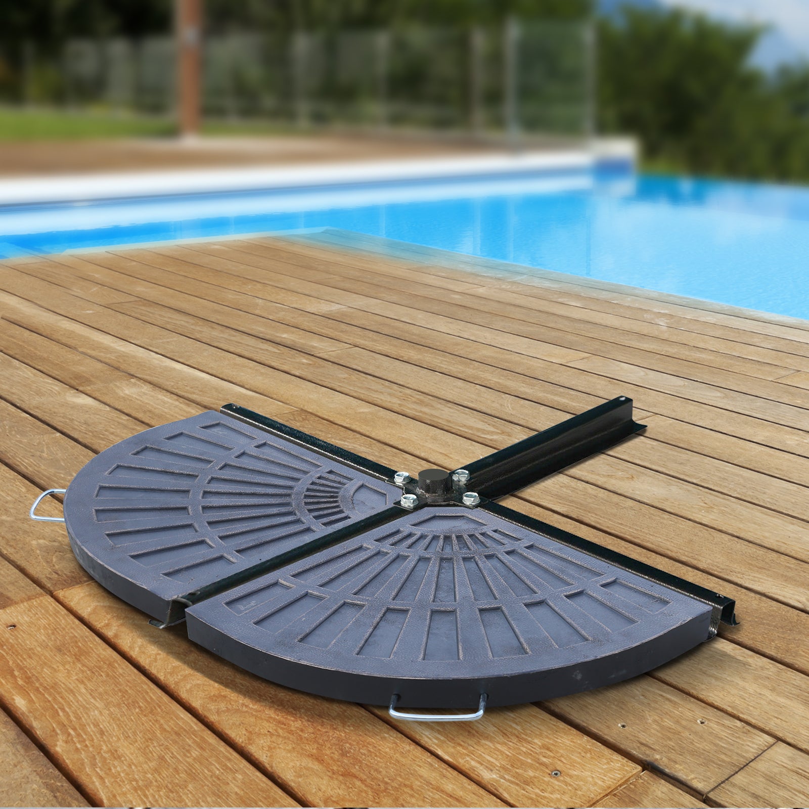 Outsunny 2 Piece Parasol Base, 28kg Resin Umbrella Stand Weights for Cantilever Parasol with Handles, Bronze - North Peak Garden Furniture