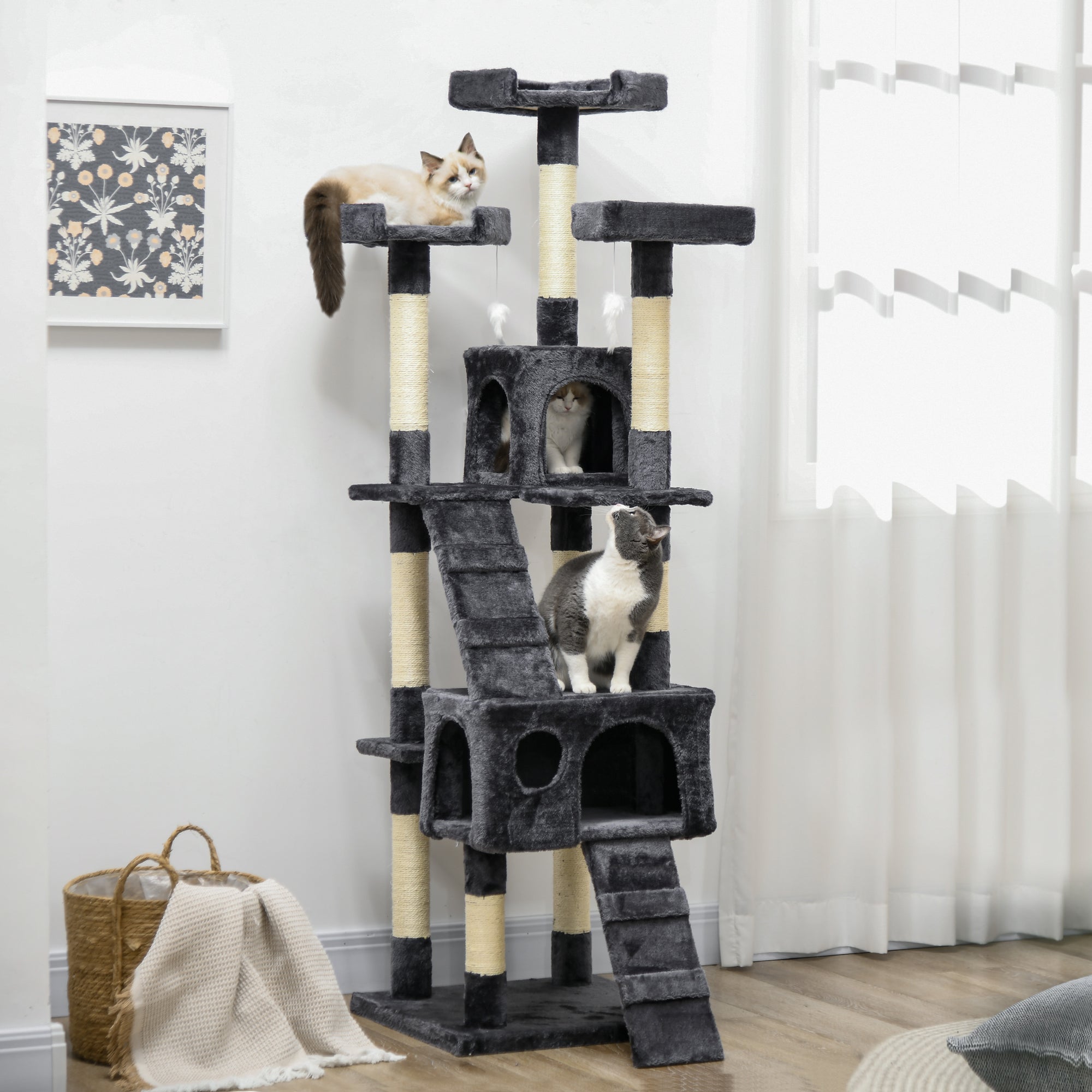 PawHut Cat Tree Scratching House, Activity Play Centre - North Peak Garden Furniture