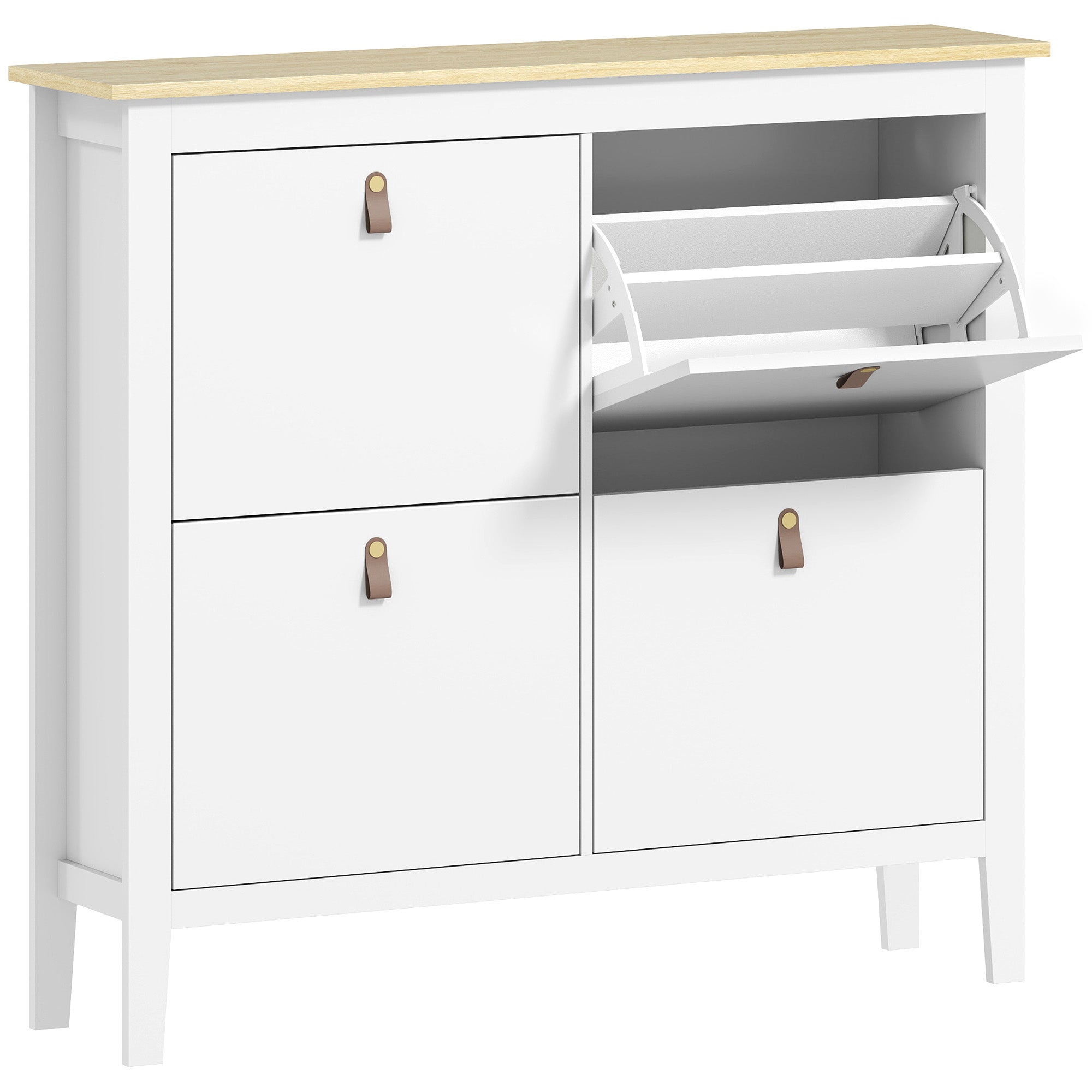 HOMCOM Modern Four-Drawer Shoe Cabinet - White - North Peak Garden Furniture