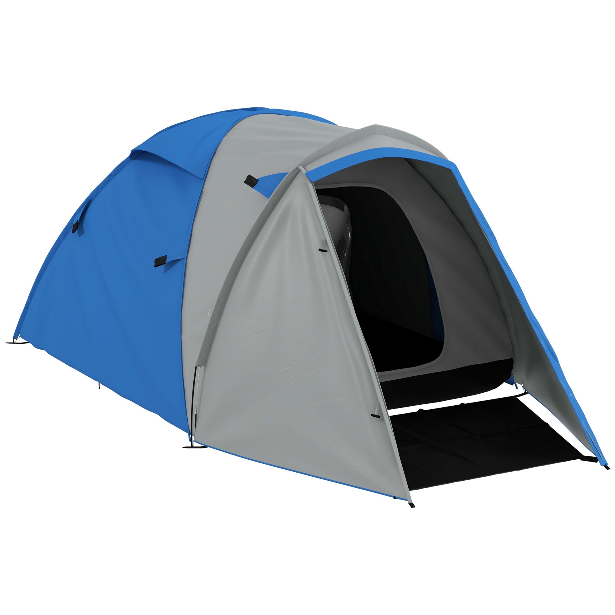 Outsunny Two-Man Dome Tent, with Front Porch and Accessories - Blue/Grey - North Peak Garden Furniture