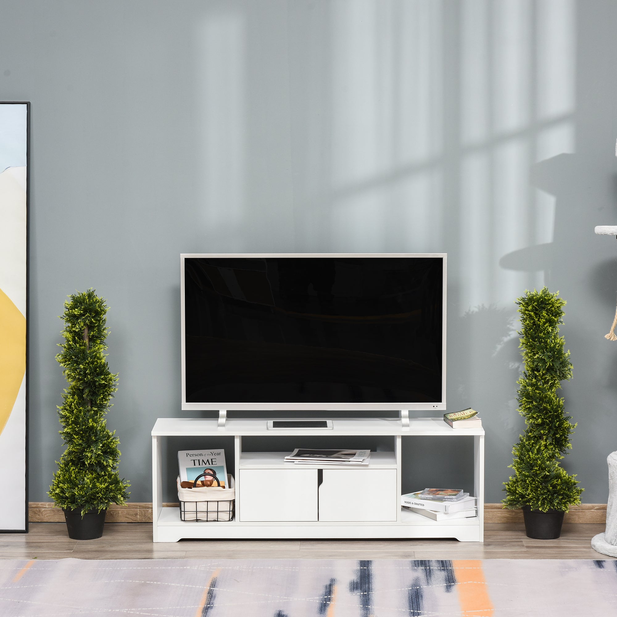 Outsunny Set Of 2 90cm/3FT Artificial Spiral Topiary Trees w/ Pot Fake Indoor Outdoor Greenery Plant Home Office Garden Décor Green - North Peak Garden Furniture