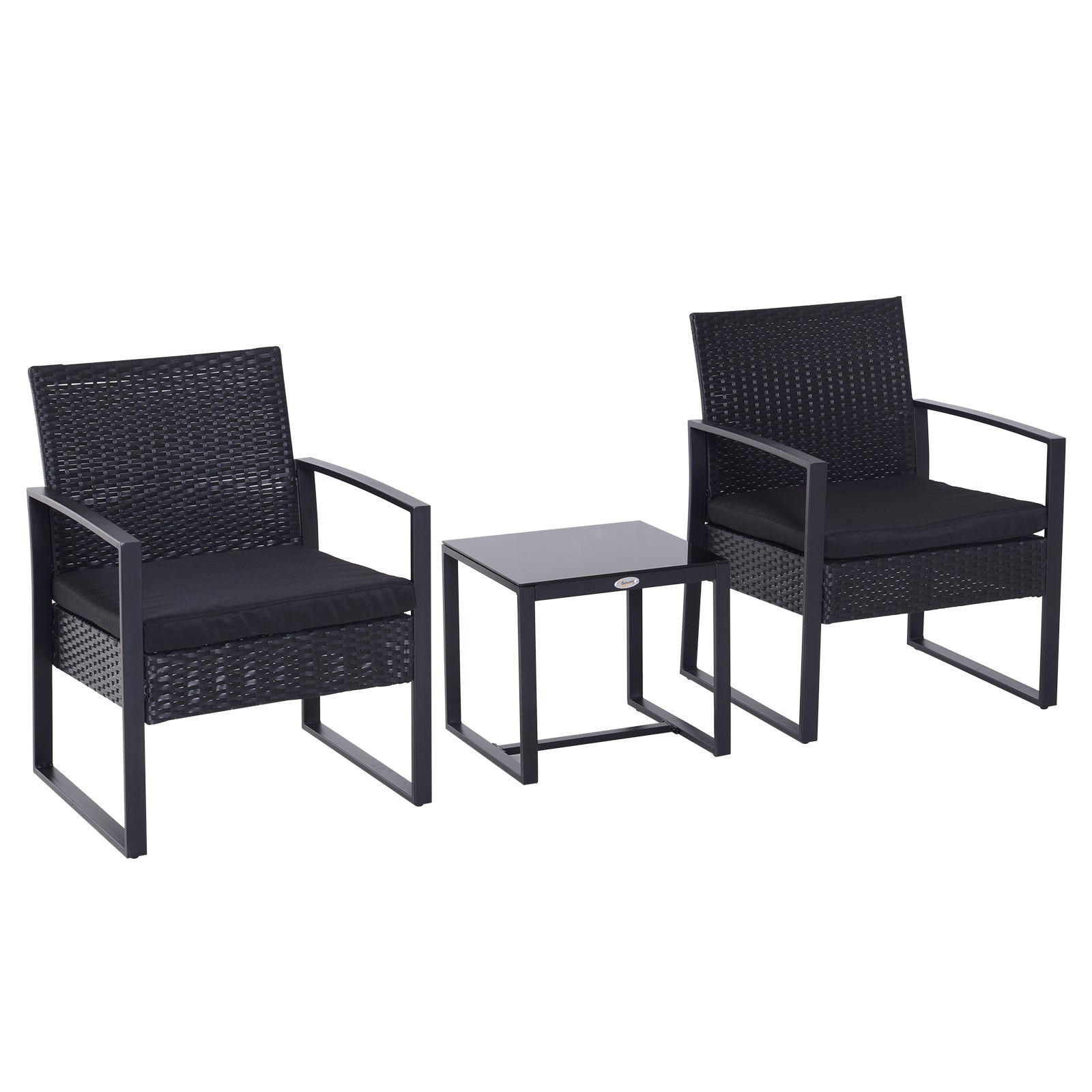 Outsunny 2 Seater Rattan Coffee Set-Black - North Peak Garden Furniture