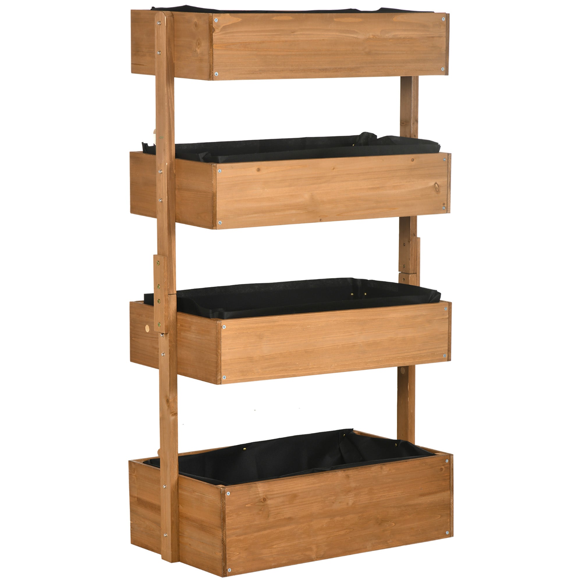 Outsunny 80cm x 45cm x 142cm 4-Tier Raised Garden Bed, Fir Wood Vertical Planter Box, Freestanding Elevated Plant Stand for Indoor Outdoor Use, Orange