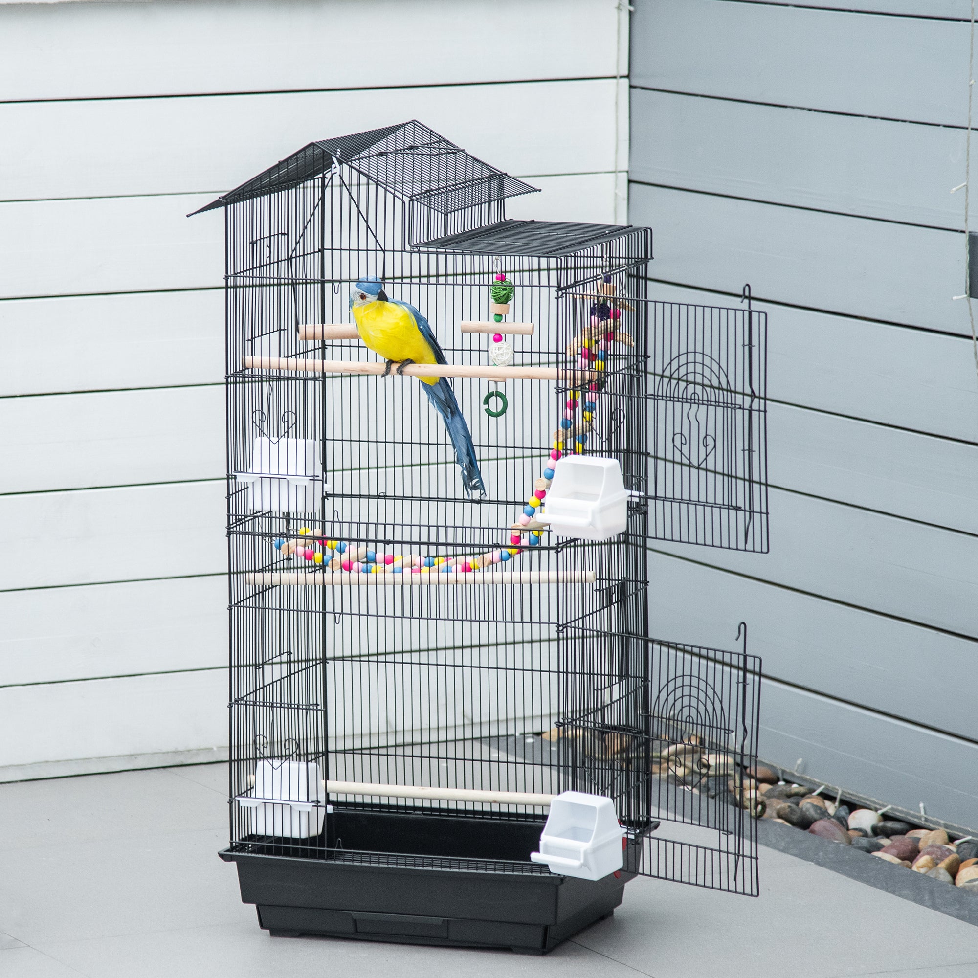 PawHut Bird Cage for Budgies, Finches, Canaries w/ Accessories, Toys, Tray - North Peak Garden Furniture