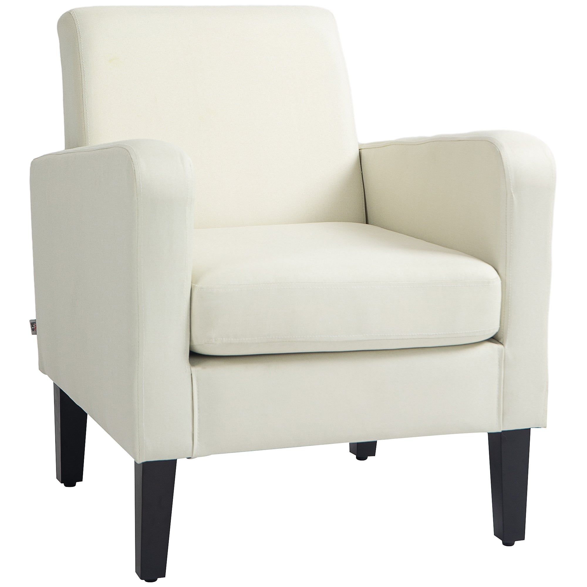 HOMCOM Modern Accent Chair, Occasional Chair with Rubber Wood Legs for Living Room, Bedroom, Cream White - North Peak Garden Furniture