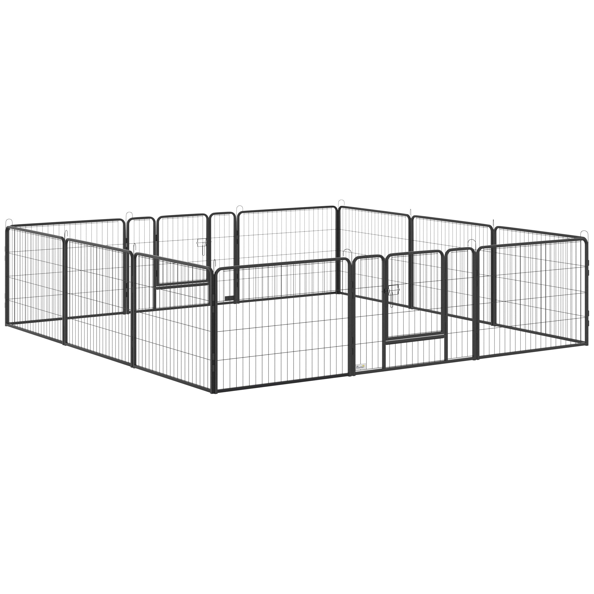 PawHut 12 Panels Heavy Duty Puppy Playpen, for Small Dogs, Indoor and Outdoor Use - Silver - North Peak Garden Furniture