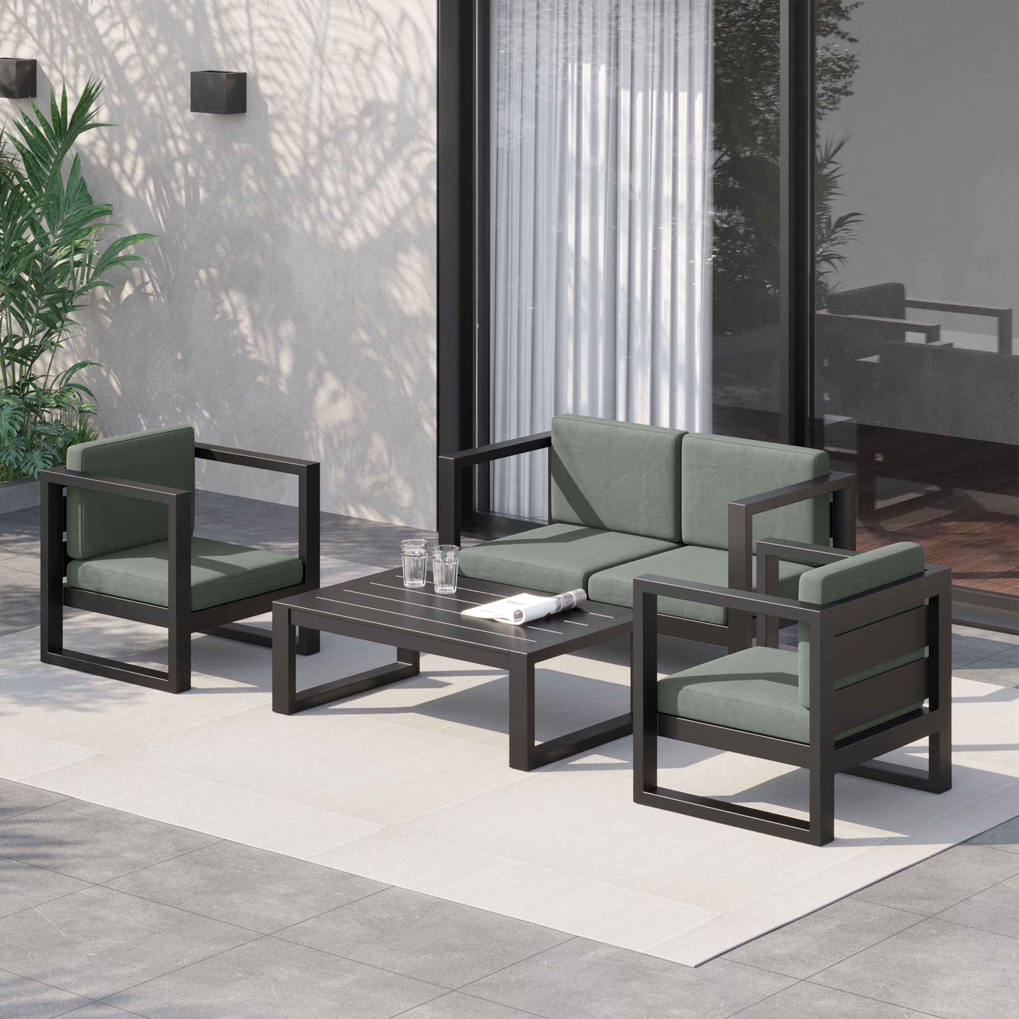 Outsunny Replacement Cushion Cover Garden Rattan Patio Furniture Seat Cover Polyester Outdoor Deep Grey- No Cushion Included - North Peak Garden Furniture