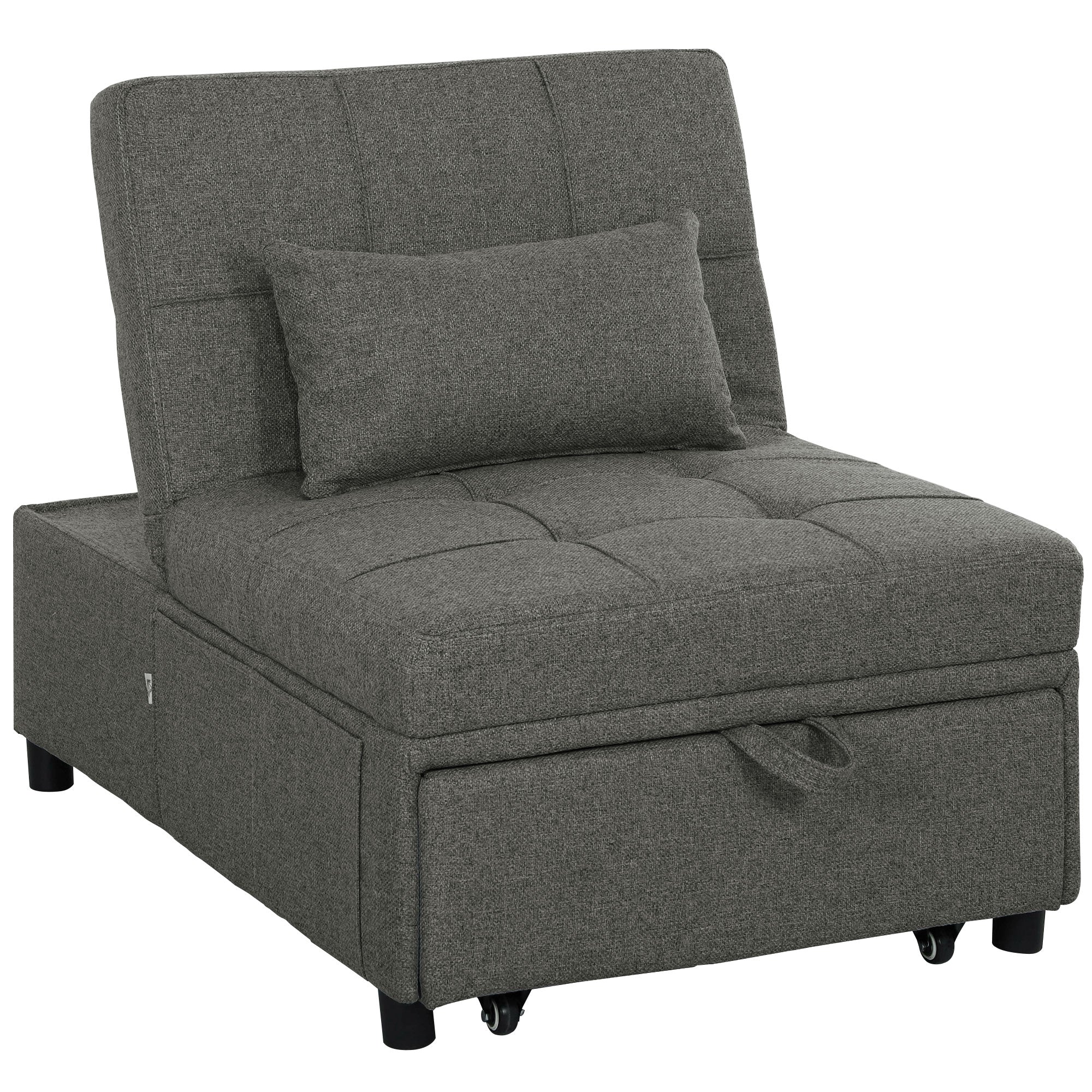 HOMCOM Four-In-One Single Sleeper Chair - Dark Grey - North Peak Garden Furniture