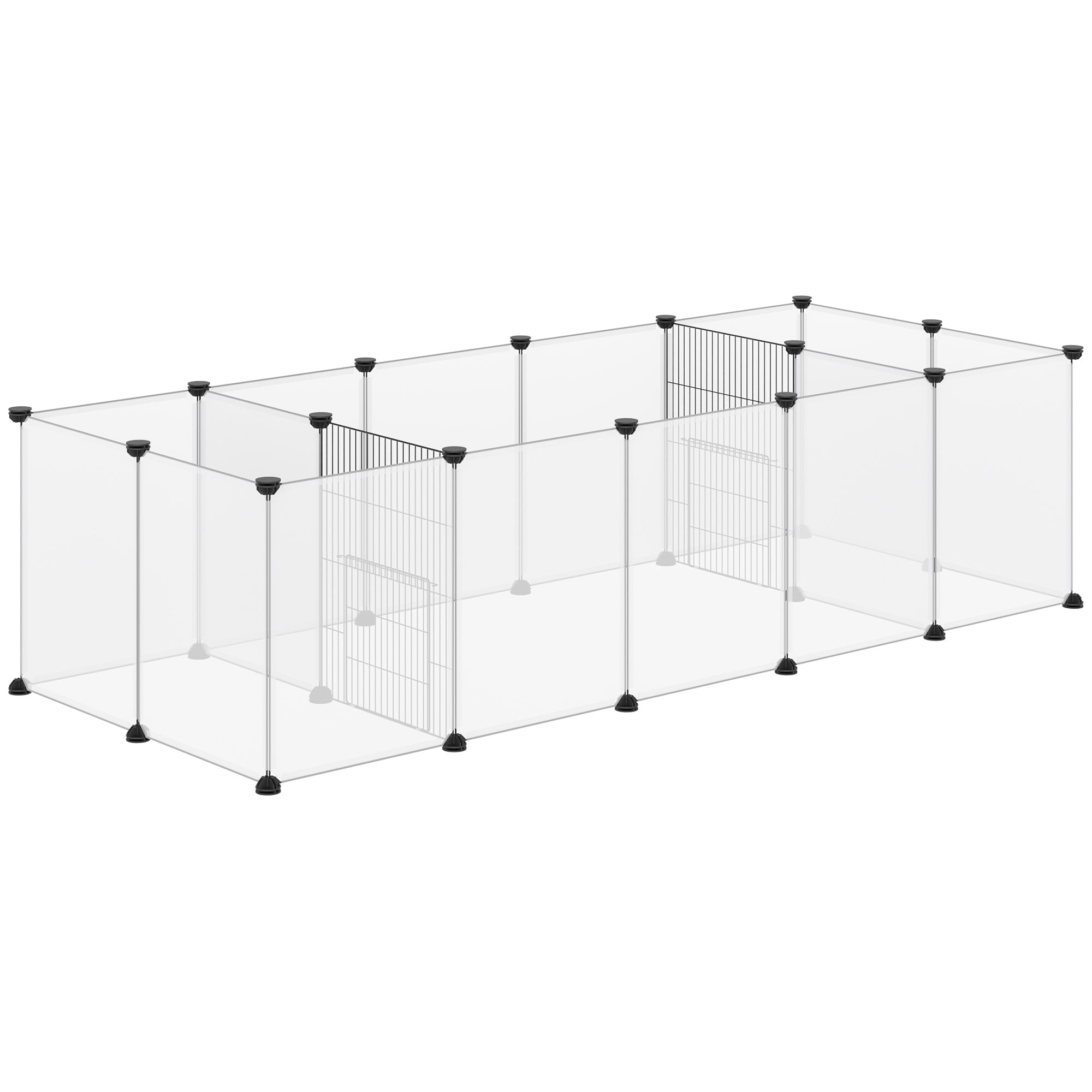 PawHut 18-Panel Small Animal Cage, Pet Playpen, for Guinea Pigs, Hedgehogs - White - North Peak Garden Furniture