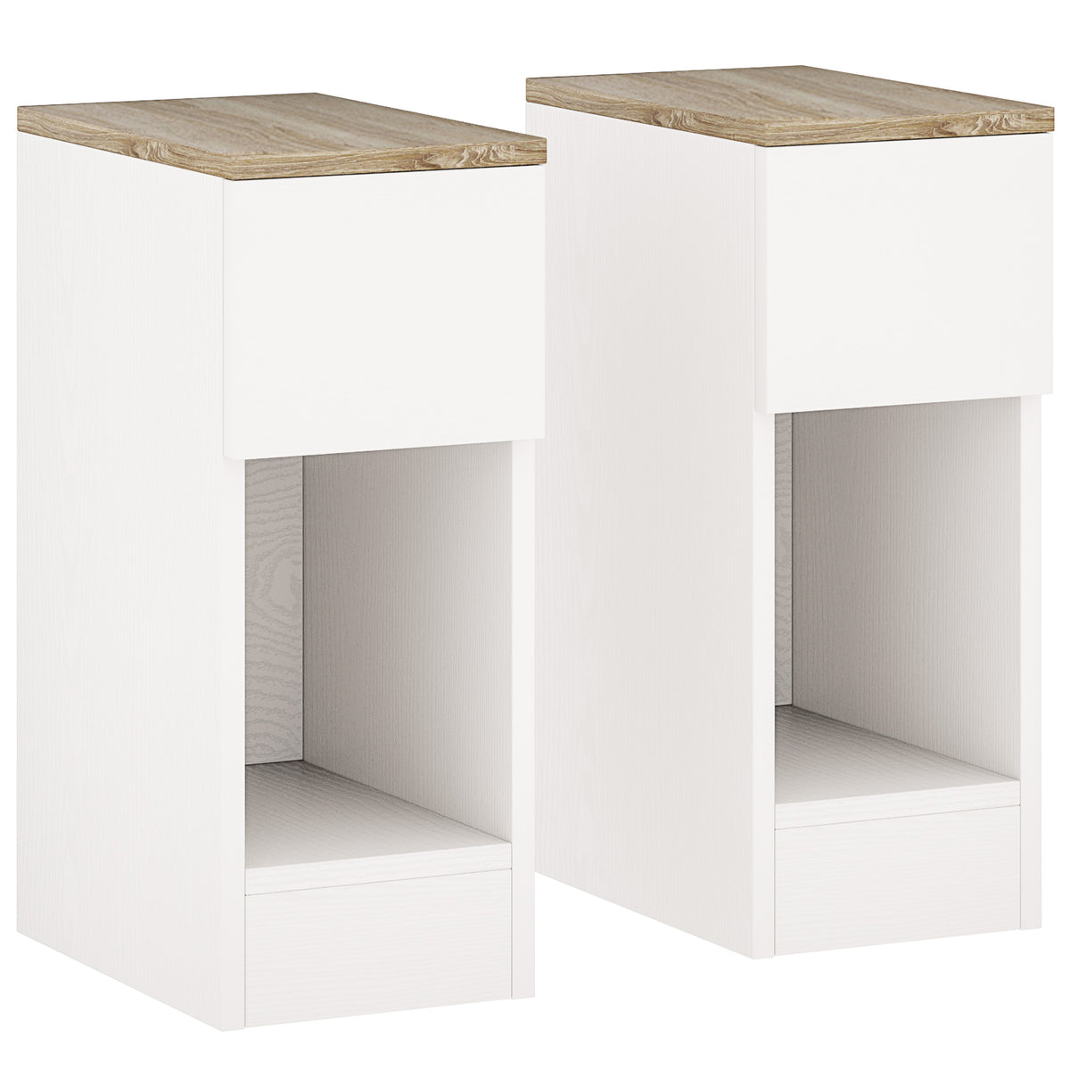 HOMCOM Set of Two Modern Storage Bedside Tables - White