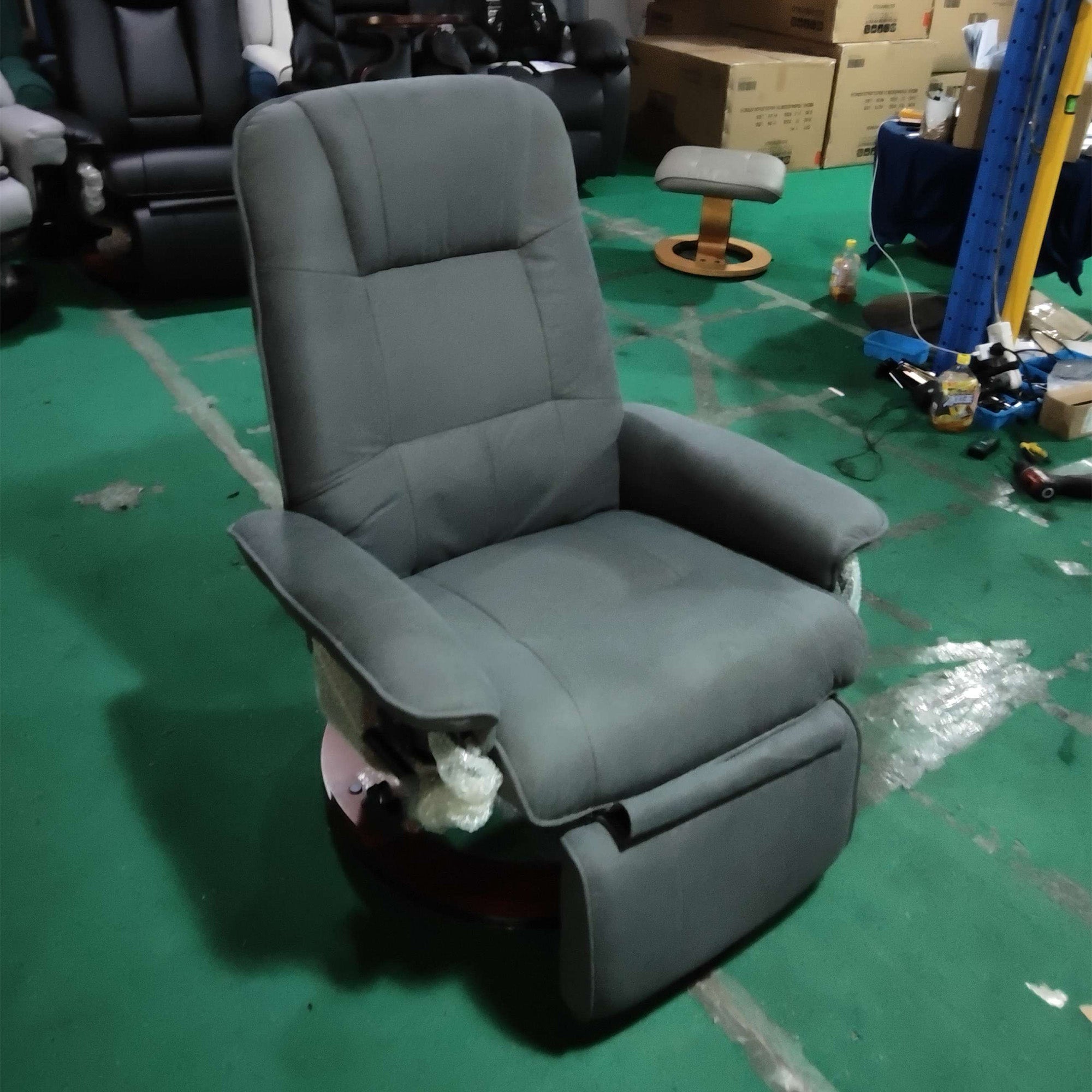 HOMCOM Reclining Swivel Chair, with Footrest - Grey
