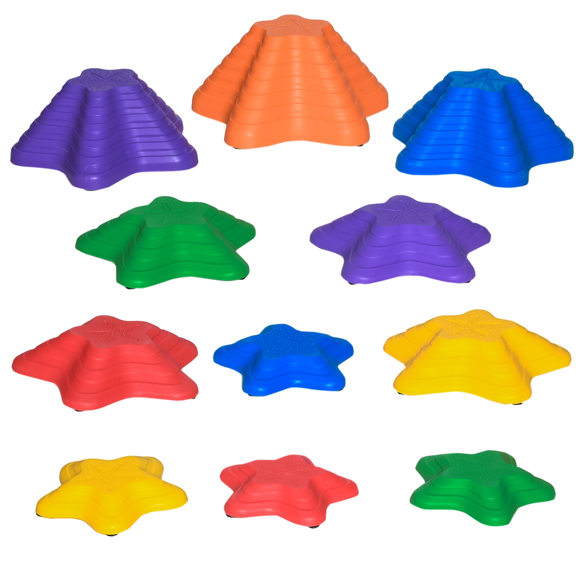Outsunny 11-Piece Balance Stepping Stones for Kids Starfish Style Non-slip Obstacle Course Stackable Balance Blocks Garden Toys Encourage Toddler Balance Indoor Outdoor - Multicoloured - North Peak Garden Furniture