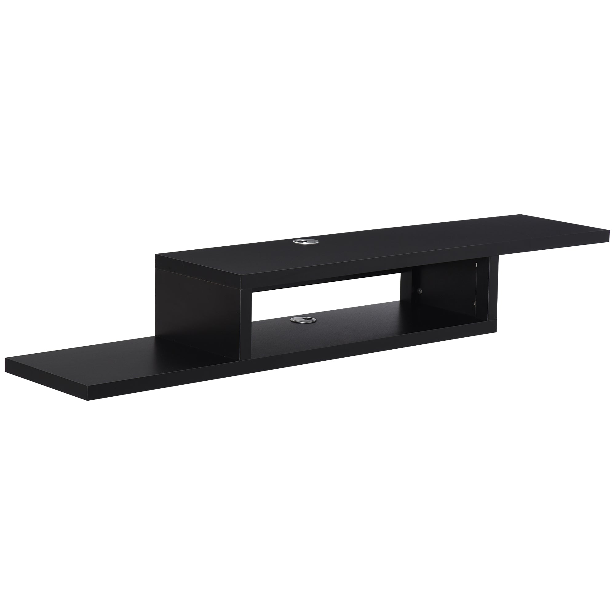 HOMCOM Floating TV Unit, Wall Mounted TV Stand with Open Shelf and 2 Cable Holes, Entertainment Unit for Living Room, Black