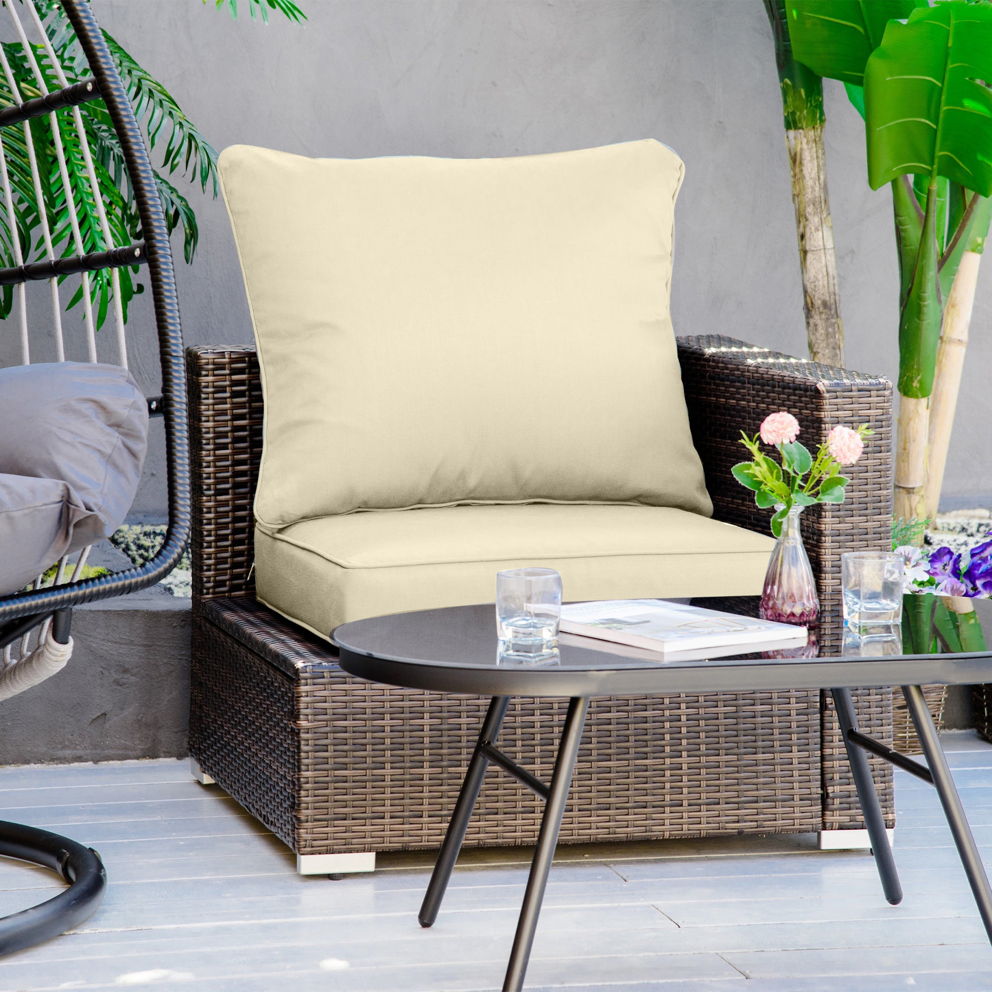 Outsunny Outdoor Seat and Back Cushion Set Patio Deep Seating Chair Replacement Cushion - North Peak Garden Furniture