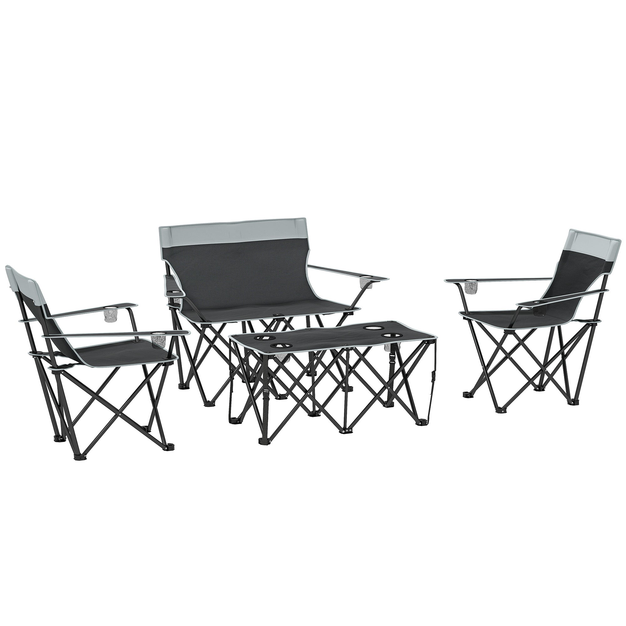 Outsunny Four-Piece Portable Picnic Table Set - Grey - North Peak Garden Furniture