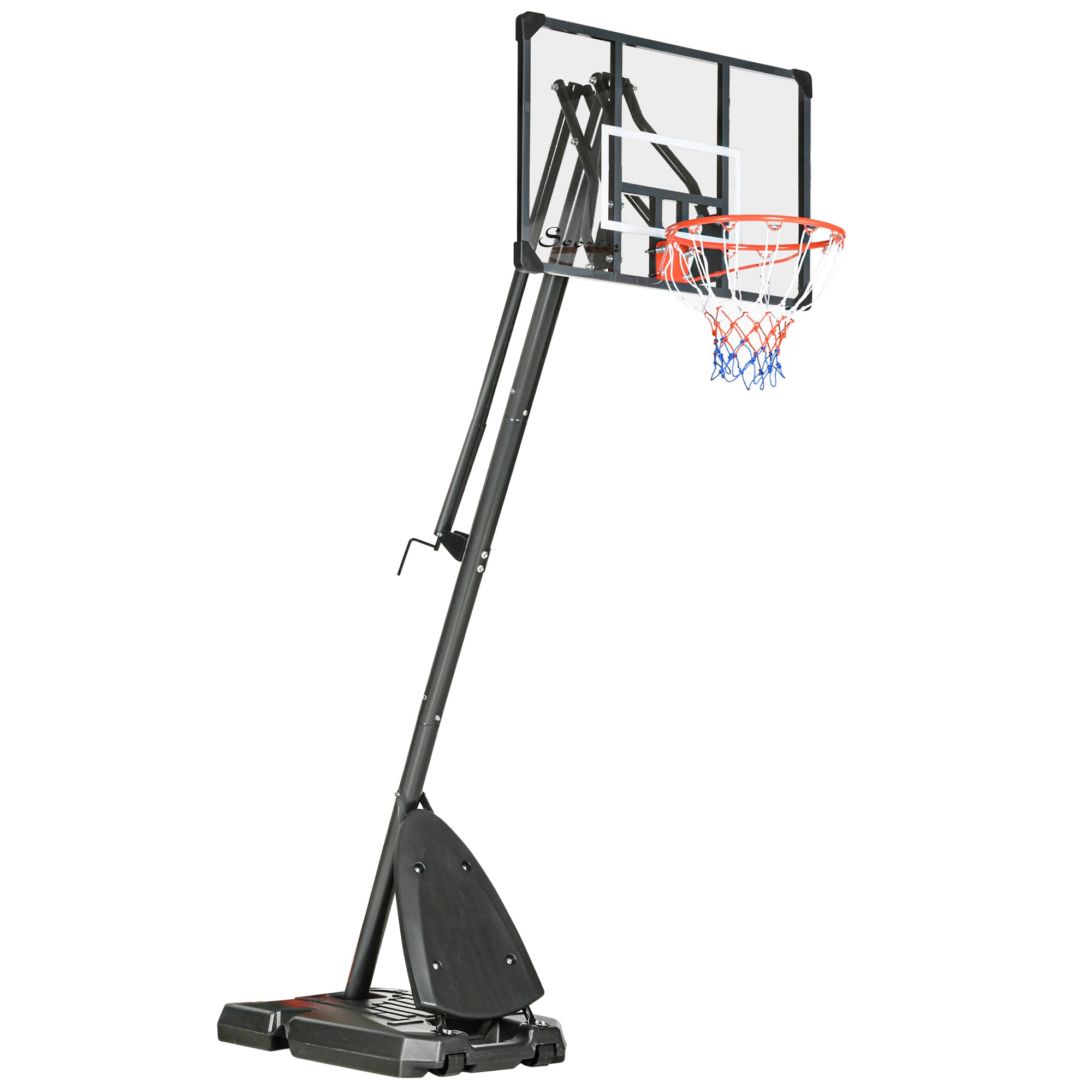 SPORTNOW 2.4-2.9m Adjustable Basketball Hoop and Stand with Weighted Base, Portable on Wheels, Black - North Peak Garden Furniture