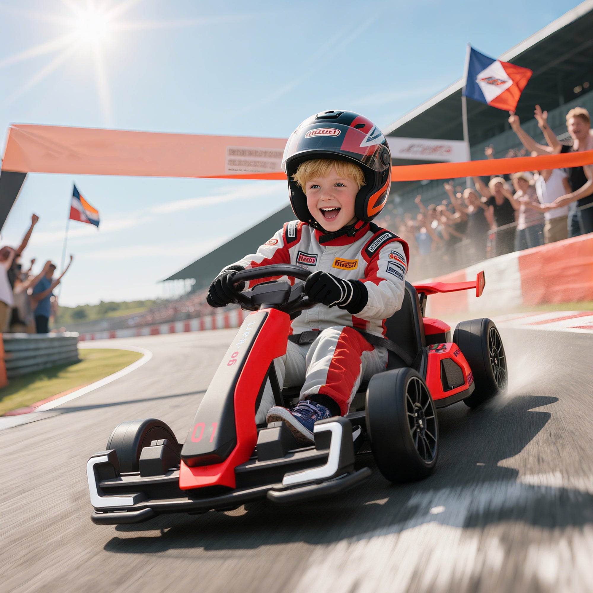 HOMCOM 24V Electric Go Kart for Kids with Adjustable Seat for 6-12 Years, Red - North Peak Garden Furniture