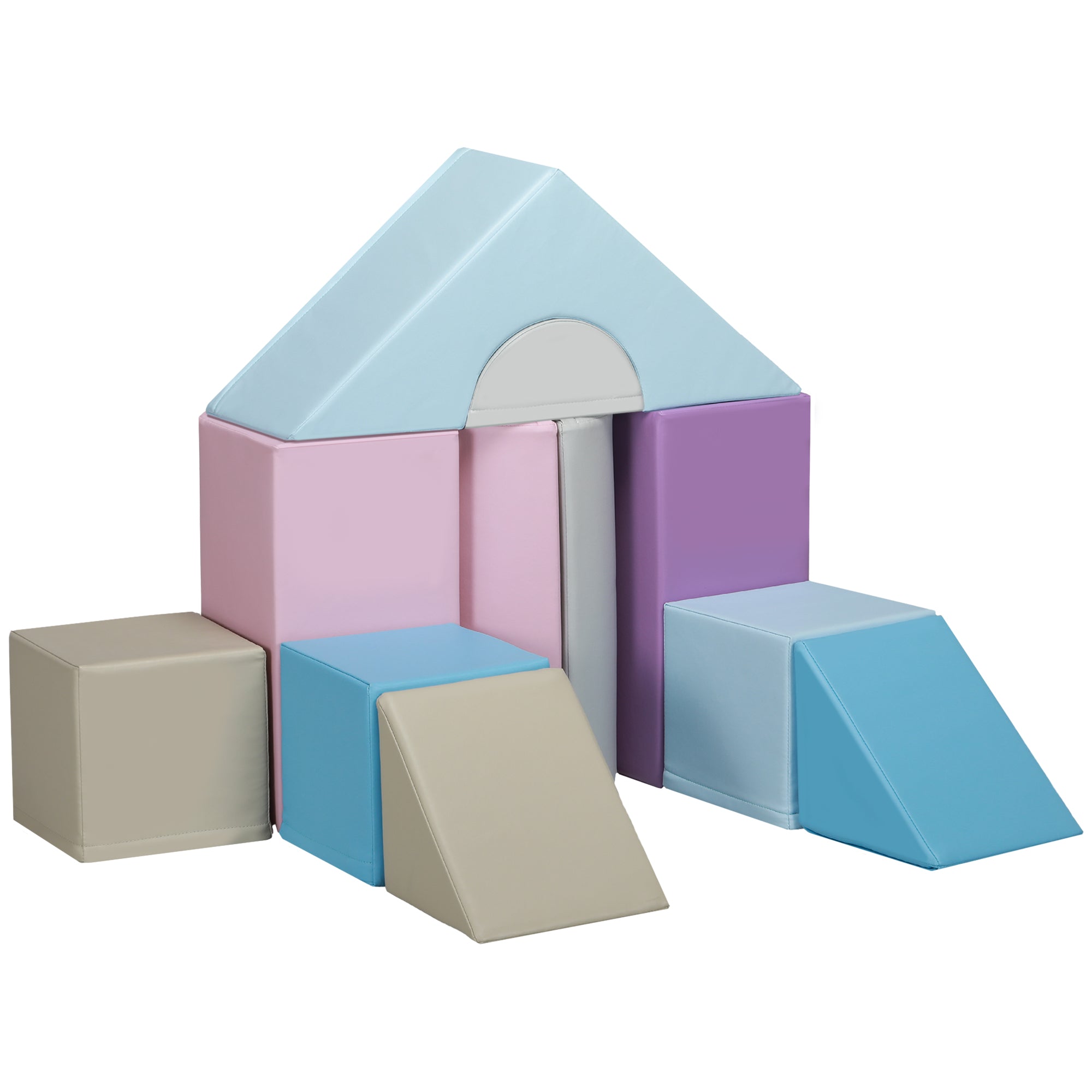 HOMCOM 11-Piece Soft Play Set Kids Foam Blocks, Toys for Climb and Crawl, Blue