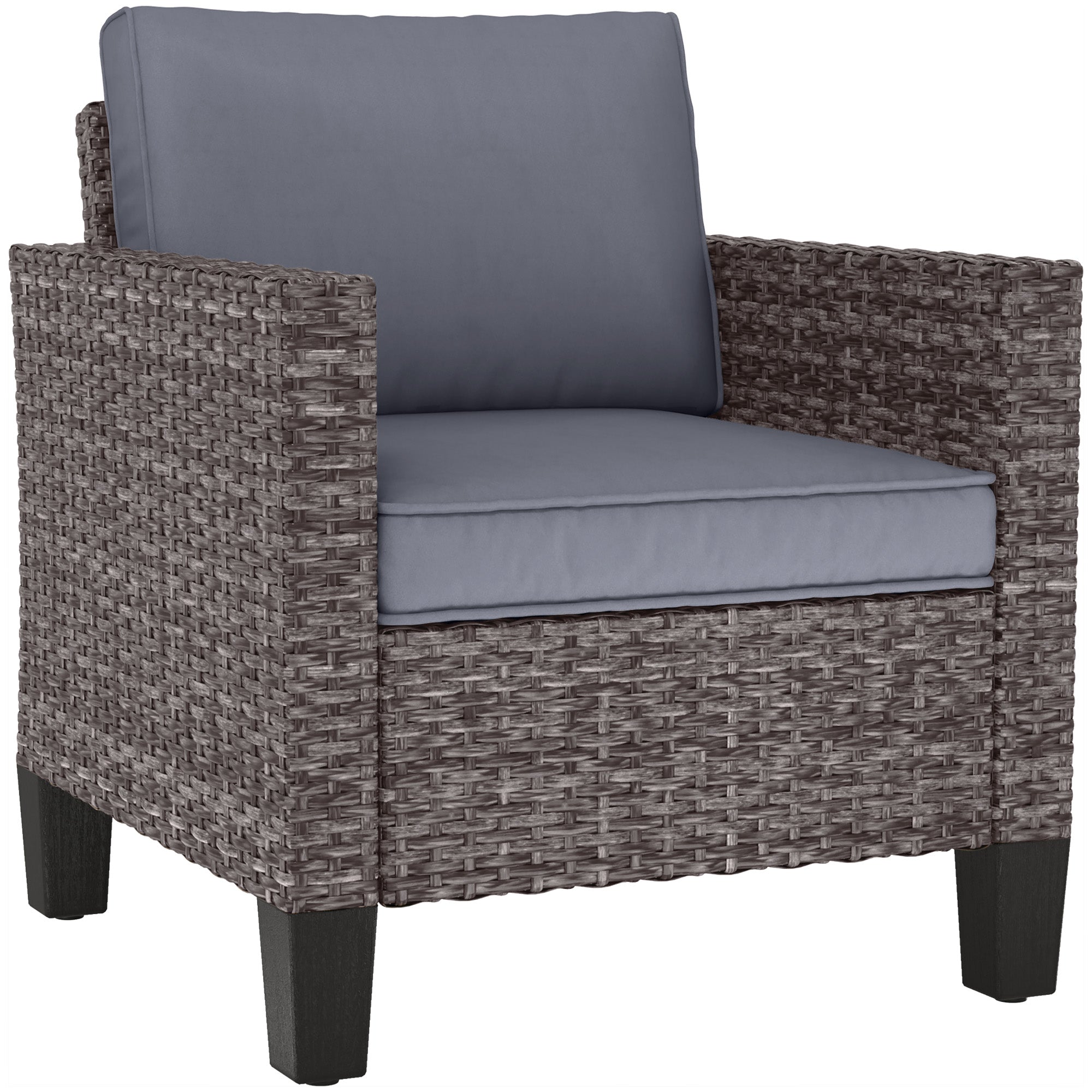 Outsunny Single Rattan Armchair, with Cushions - Mixed Grey - North Peak Garden Furniture