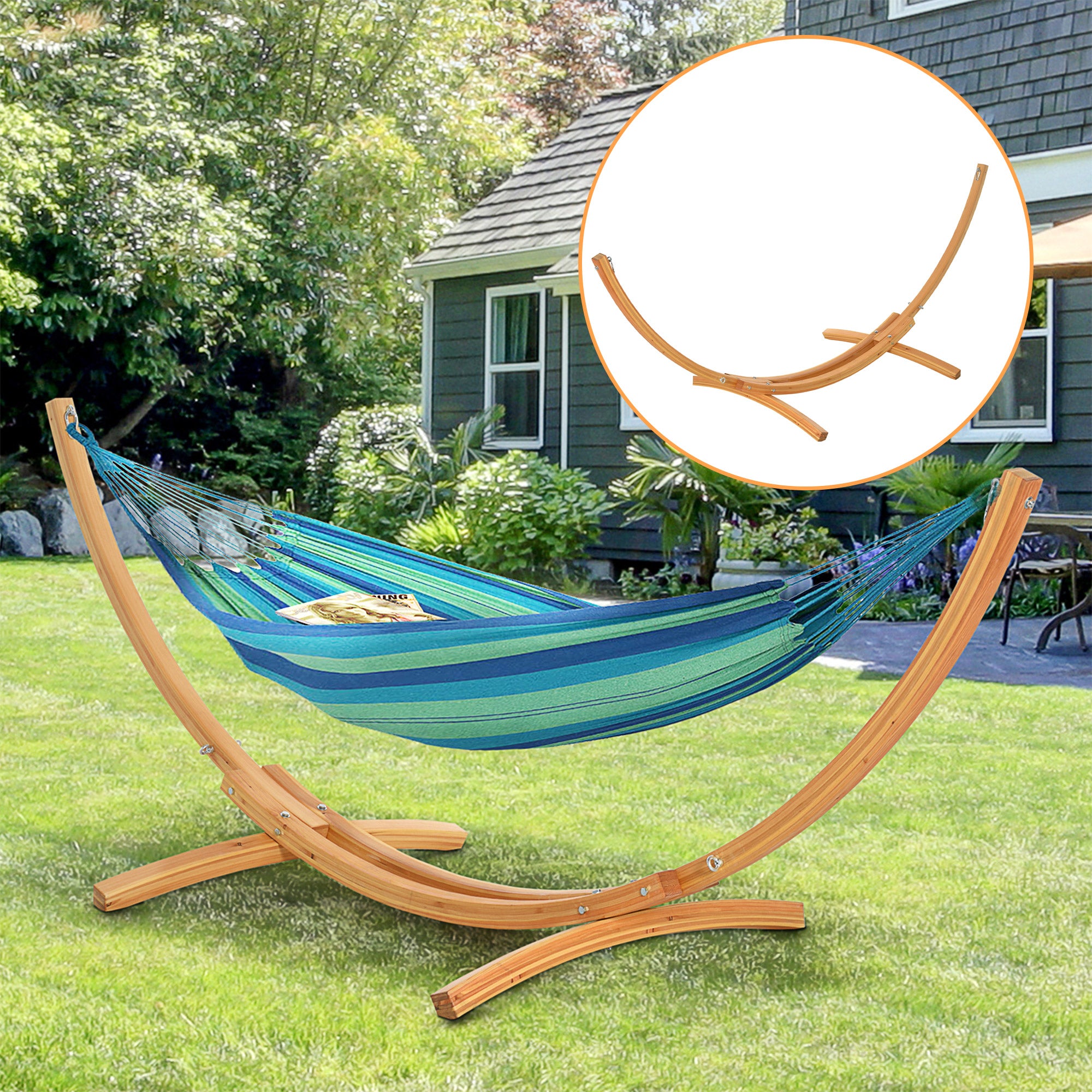 Outsunny 3.25m Wooden Hammock Stand Universal Fit Garden Picnic Camp Accessories - North Peak Garden Furniture