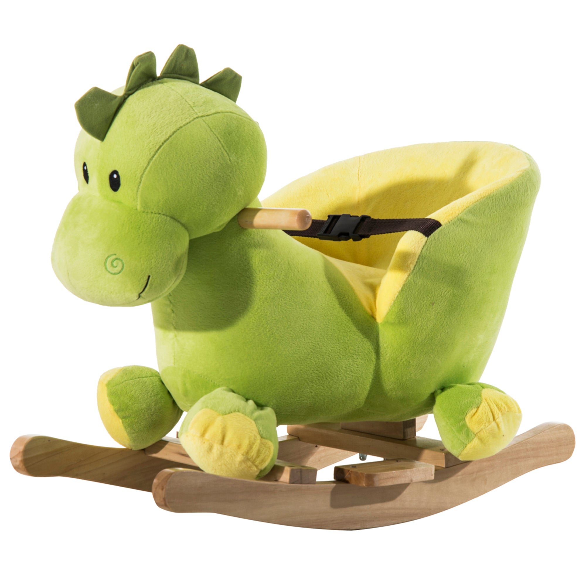 HOMCOM Kids Rocking Horse, Plush Ride-On Dinosaur Seat, with Seat Safety Belt, 32 Songs, Ride-On Horse - North Peak Garden Furniture