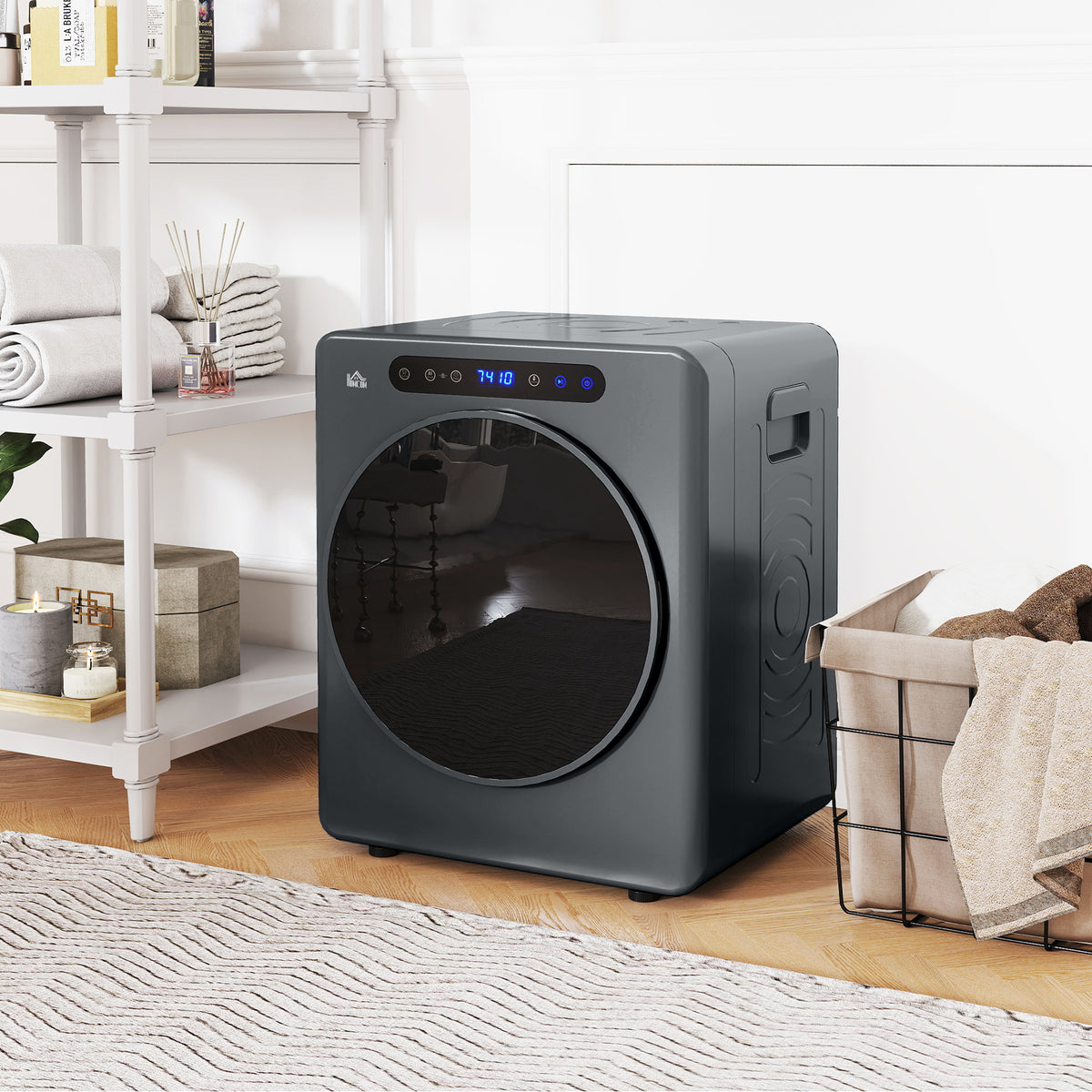 HOMCOM 4kg Compact 40-60℃ Tumble Dryer - Grey