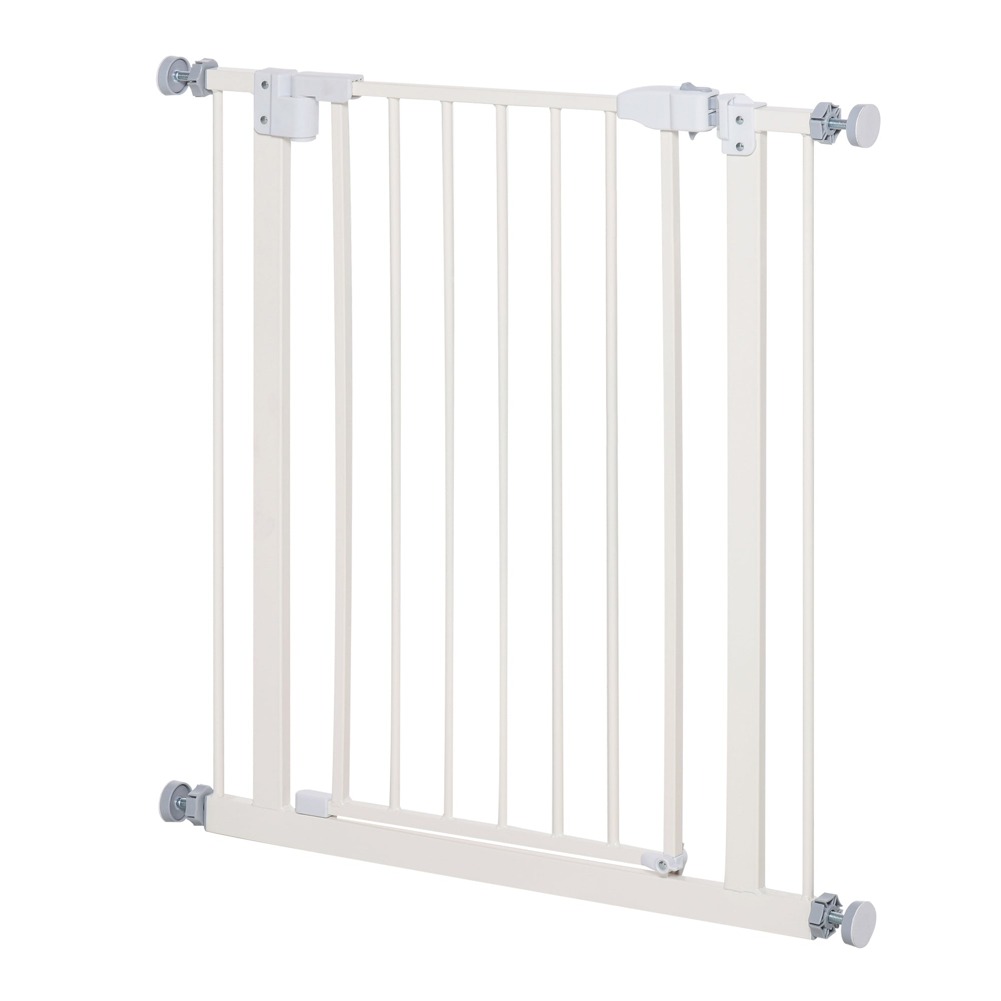 PawHut Pressure Fit Safety Gate, Adjustable Dog Gate, Pet Barrier for for Doorways, Staircases and Hallways with Auto Close, Double Locking, Opening 74-80cm, White - North Peak Garden Furniture