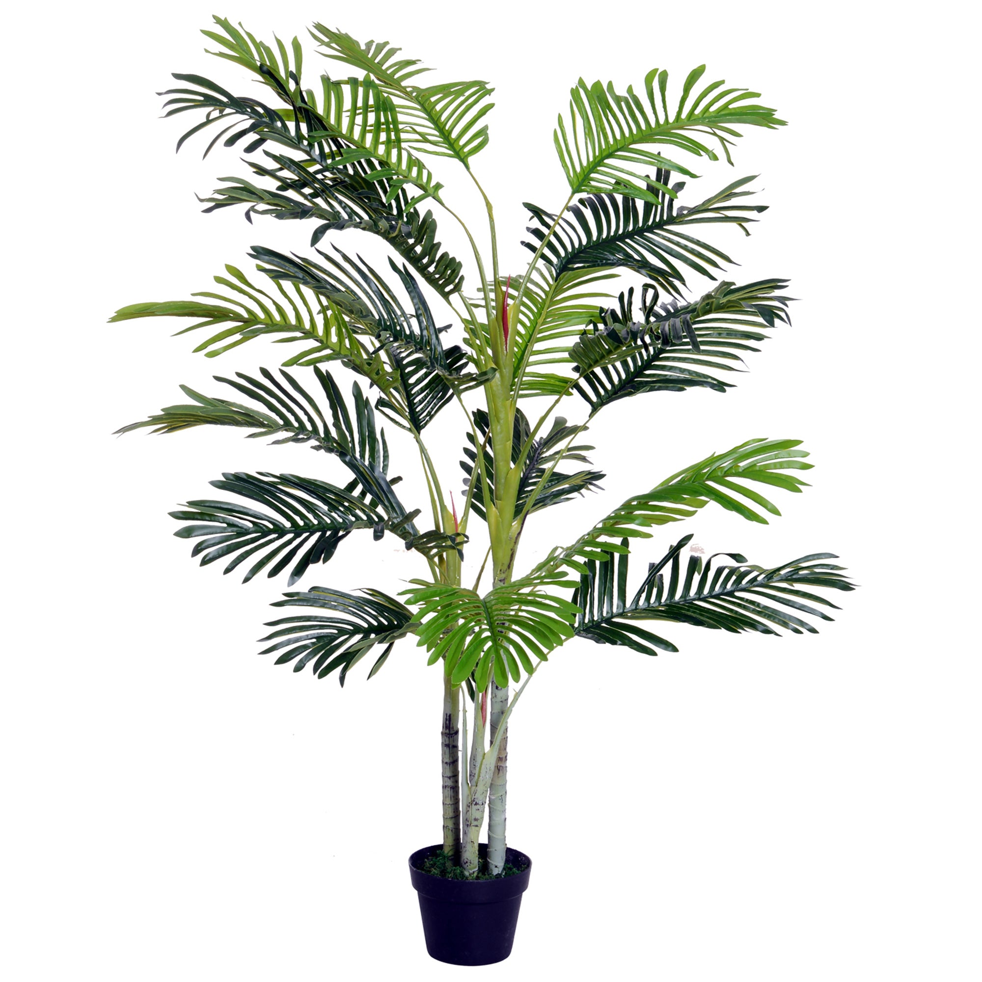 Outsunny Artificial Tree, 150cm Tropical Palm Tree, Fake Plants in Pots, Faux Green Plant for Indoor Outdoor Home Office Living Room Decoration - North Peak Garden Furniture
