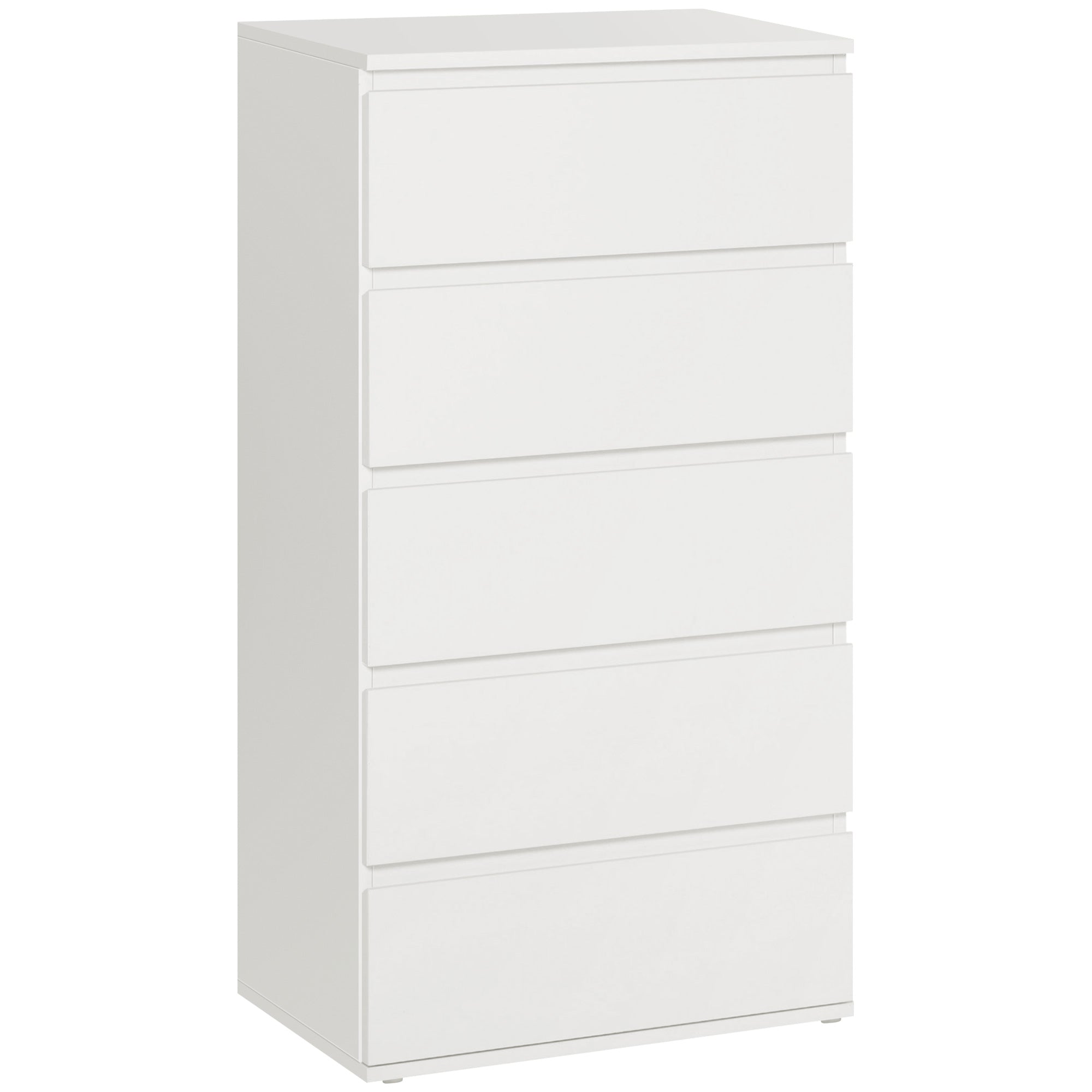 HOMCOM Chest of Drawers, 5 Drawers Storage Cabinet Floor Tower Cupboard for Bedroom Living Room, White - North Peak Garden Furniture