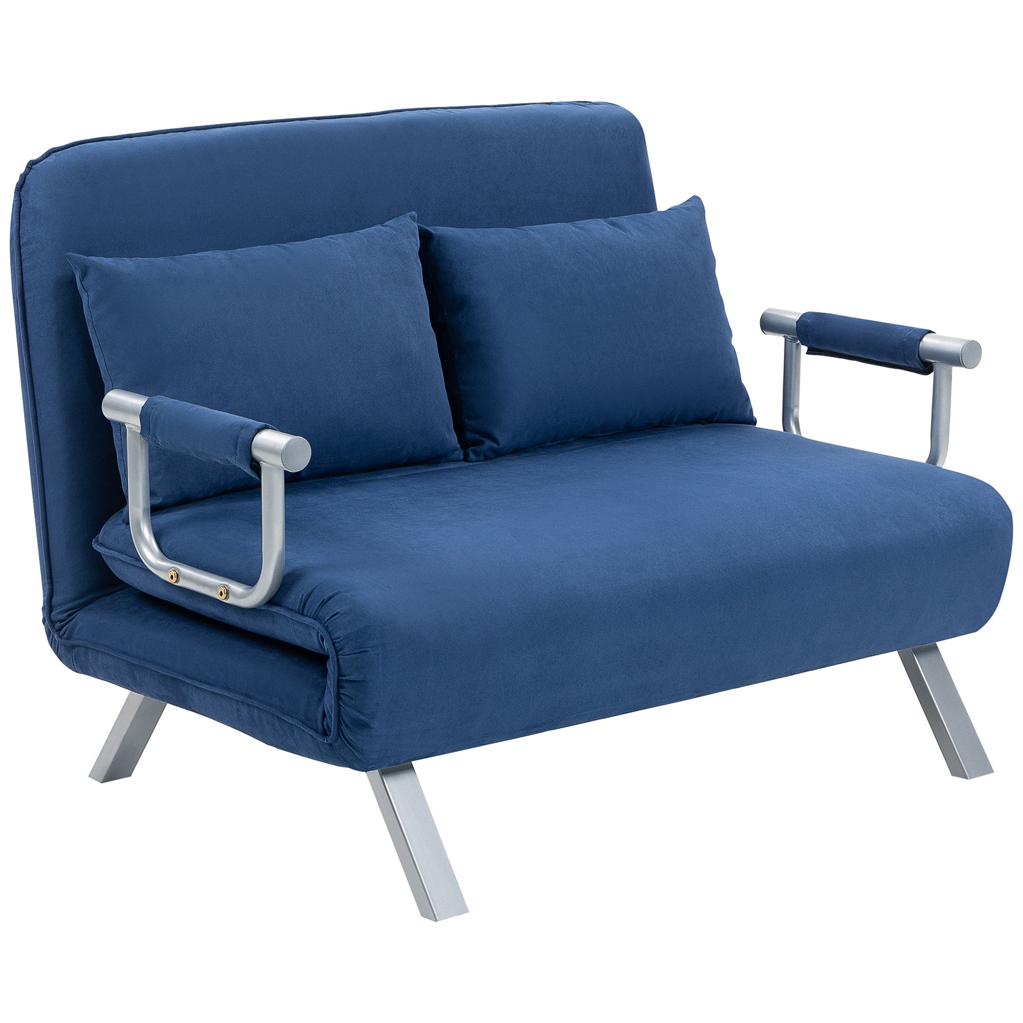 HOMCOM Two-Seater Click-Clack Sofa Bed - Dark Blue
