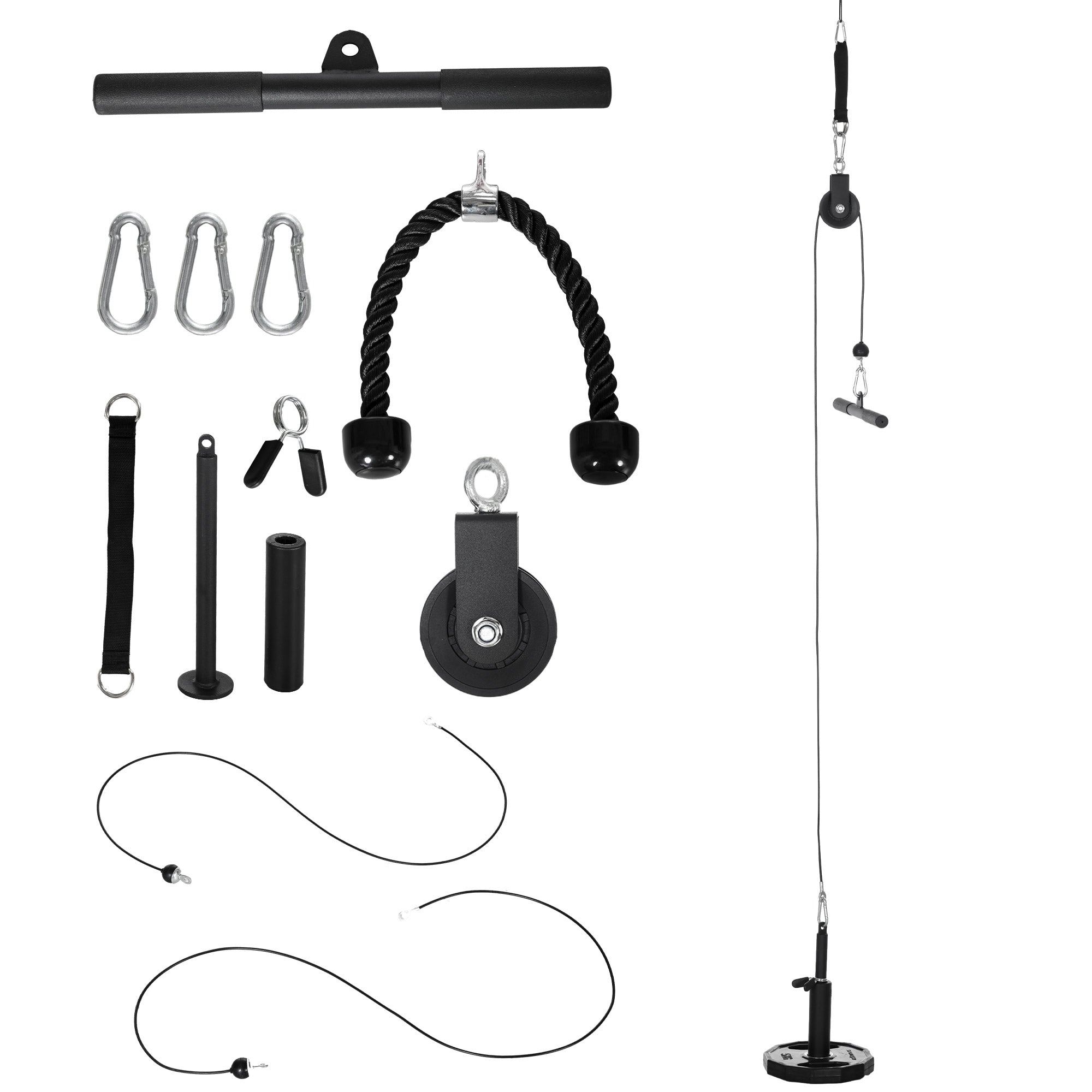 SPORTNOW Cable Machine Pulley System, Lats Pull Down System, with DIY Loading Weight Pin - North Peak Garden Furniture
