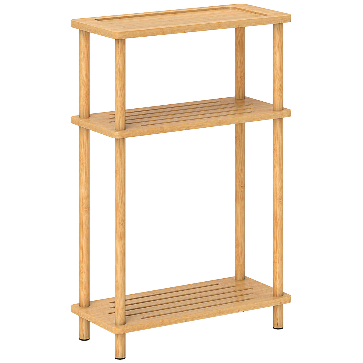 HOMCOM Bamboo Side Table, 3-Tier Slim End Table, Nordic Style, for Living Room, Bedroom, Office, Tool-Free Assembly, Natural Wood Finish