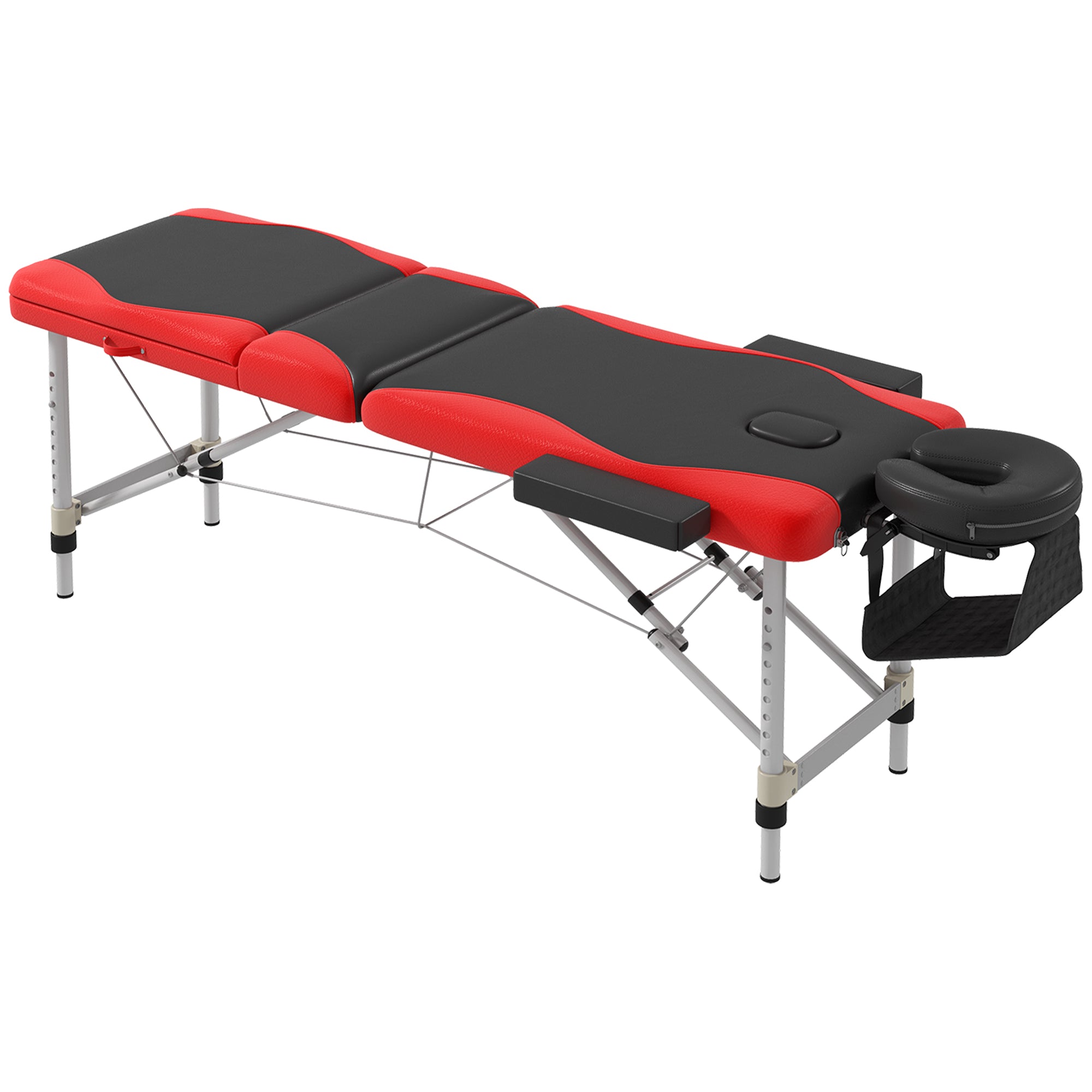 HOMCOM Foldable Massage Table Professional Salon SPA Facial Couch Bed Black and Red - North Peak Garden Furniture