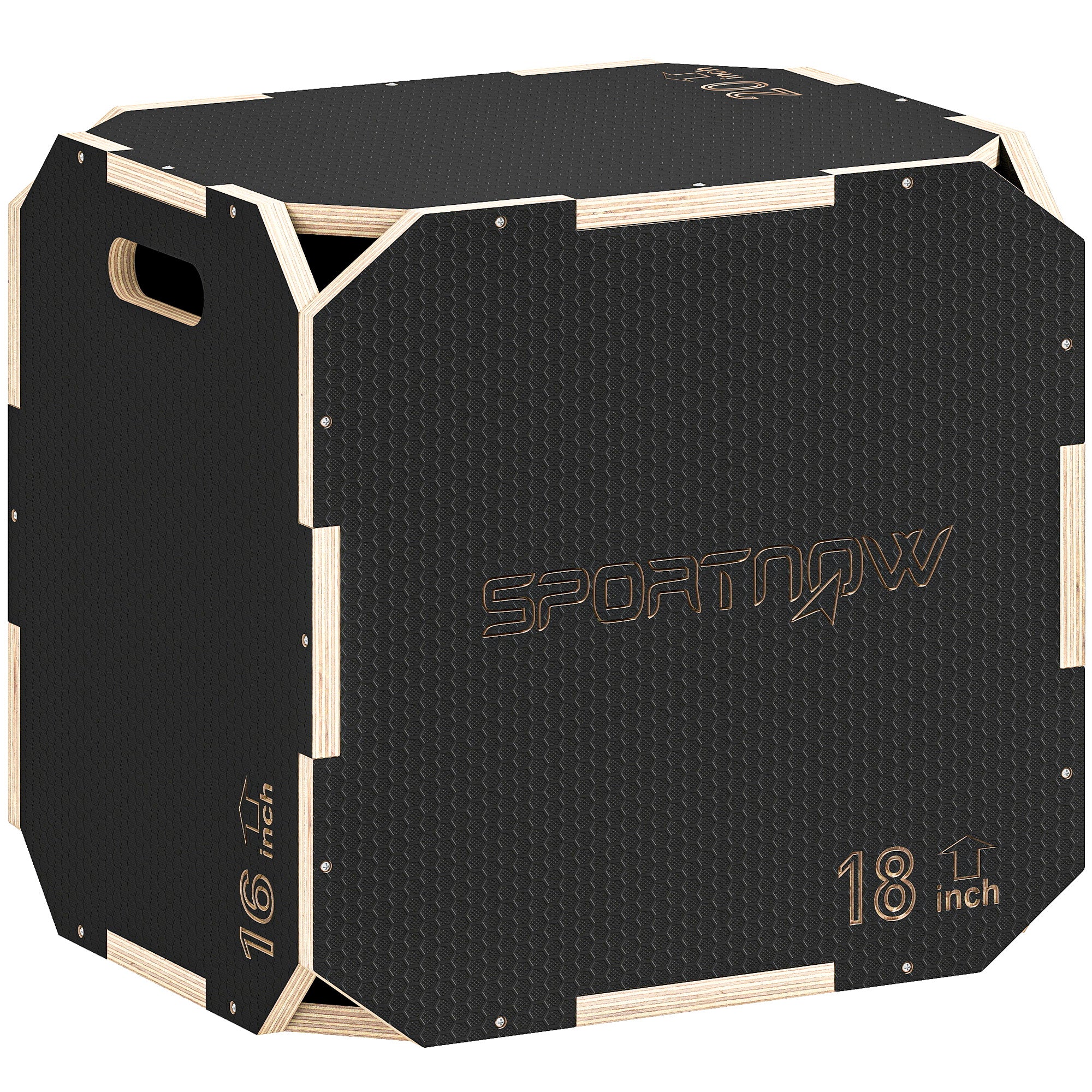 SPORTNOW Non-Slip Plyo Box, Corner-free Wooden Jump Box, 40.5 x 51 x 47.5 cm