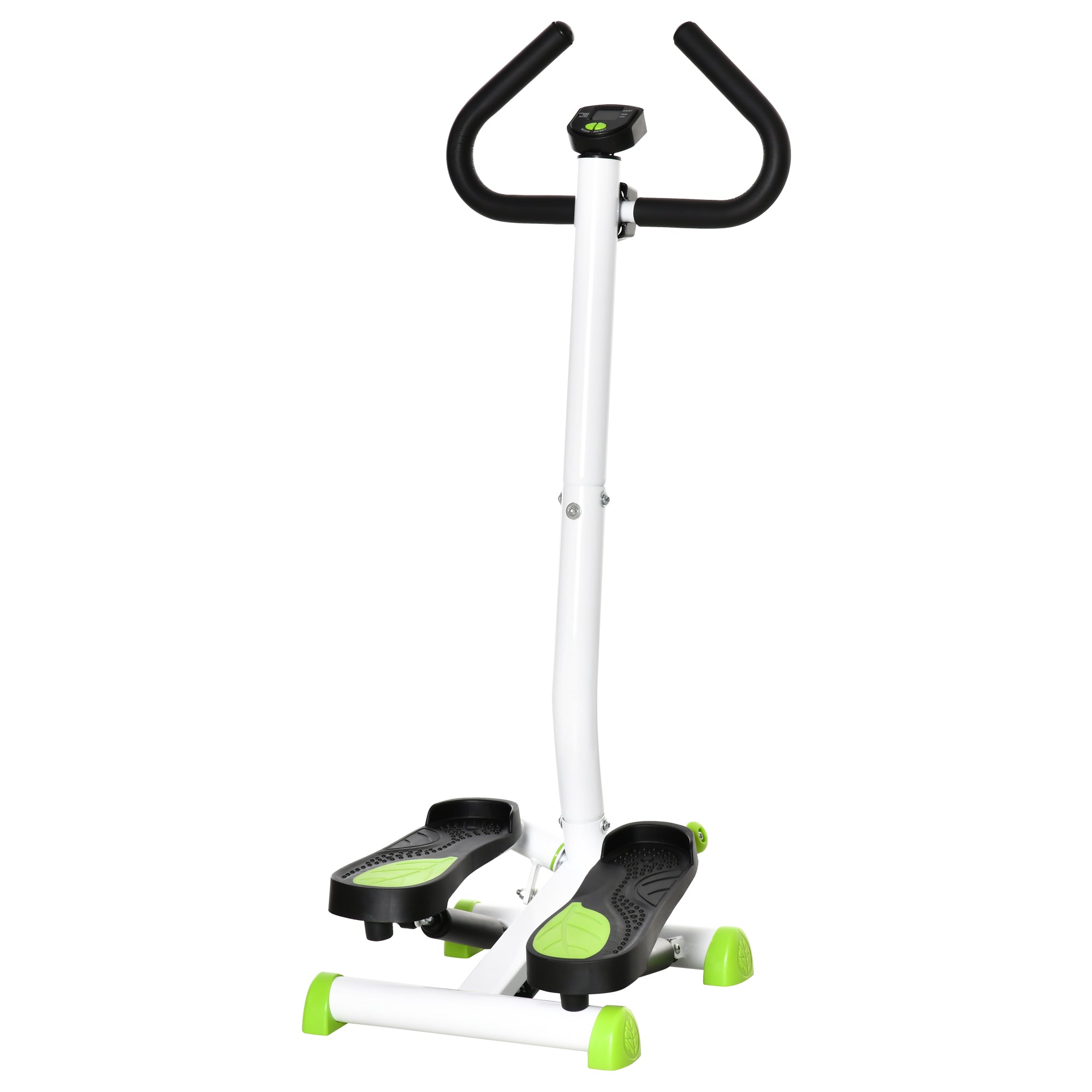 HOMCOM Twister Stepper, Step Machine Aerobic Exercise Workout Machine with Adjustable Resistance, LCD Screen & Handlebars, White - North Peak Garden Furniture