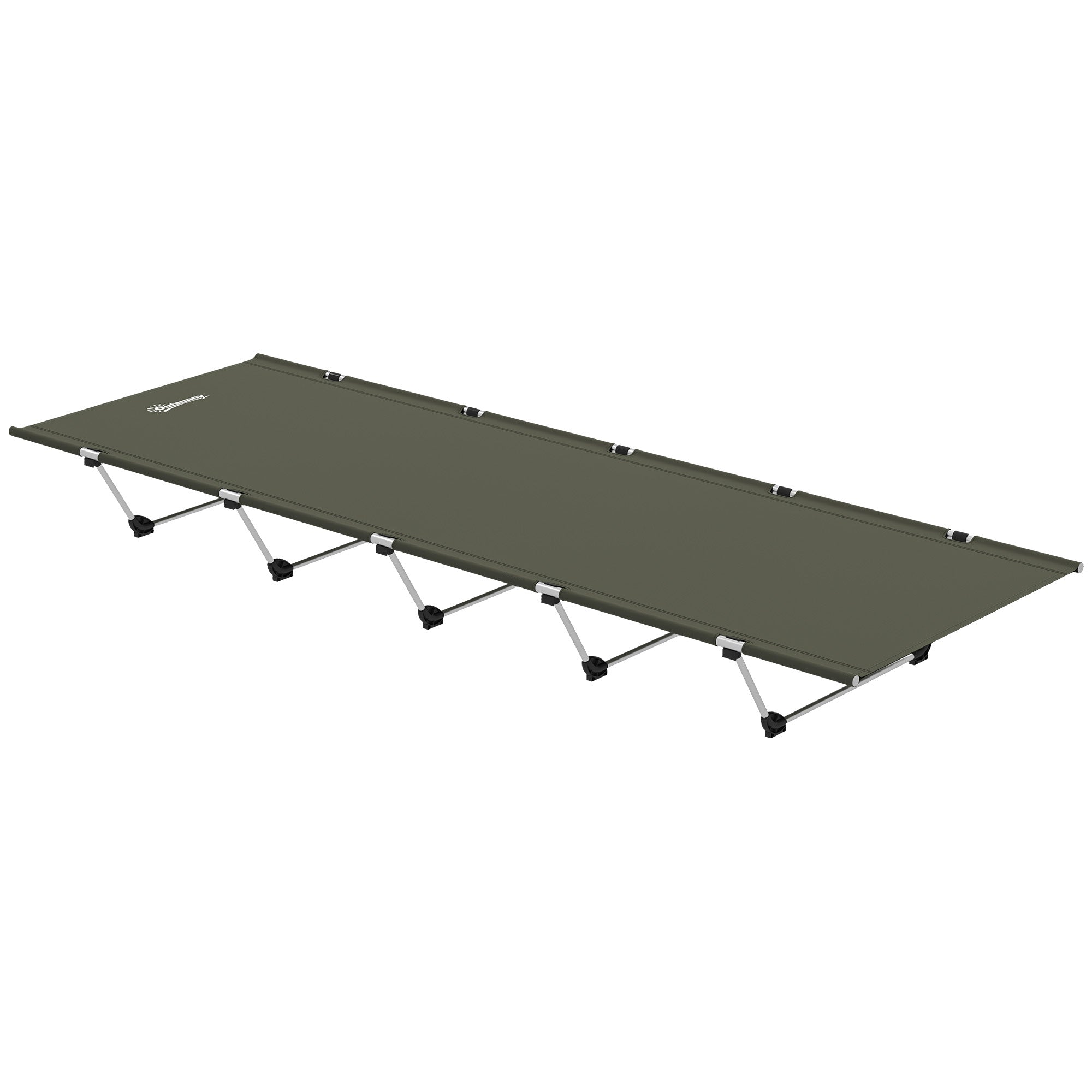 Outsunny Lightweight Camping Bed, Aluminium Portable Camp Cot w/ Strong Support 150kg and Carry Bag for Camping, Dark Green - North Peak Garden Furniture