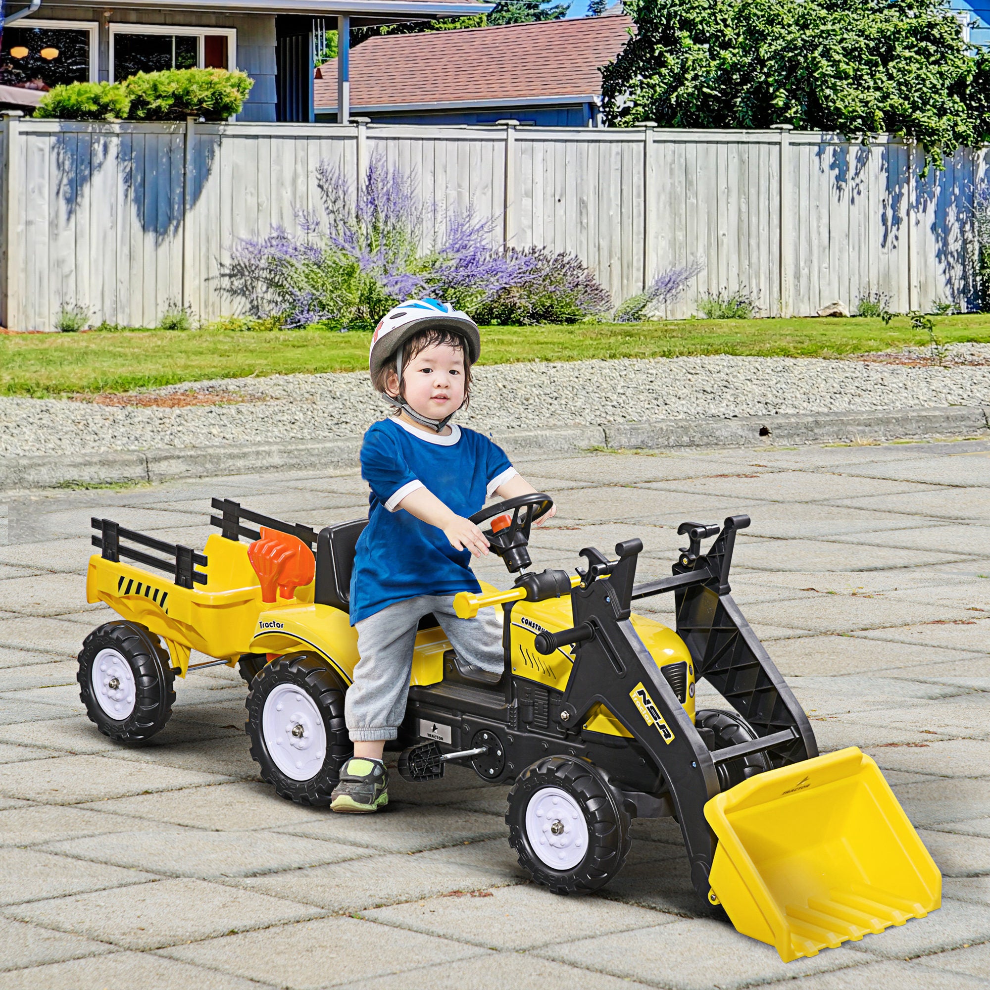 HOMCOM Kids Pedal Go Kart Excavator-Yellow - North Peak Garden Furniture
