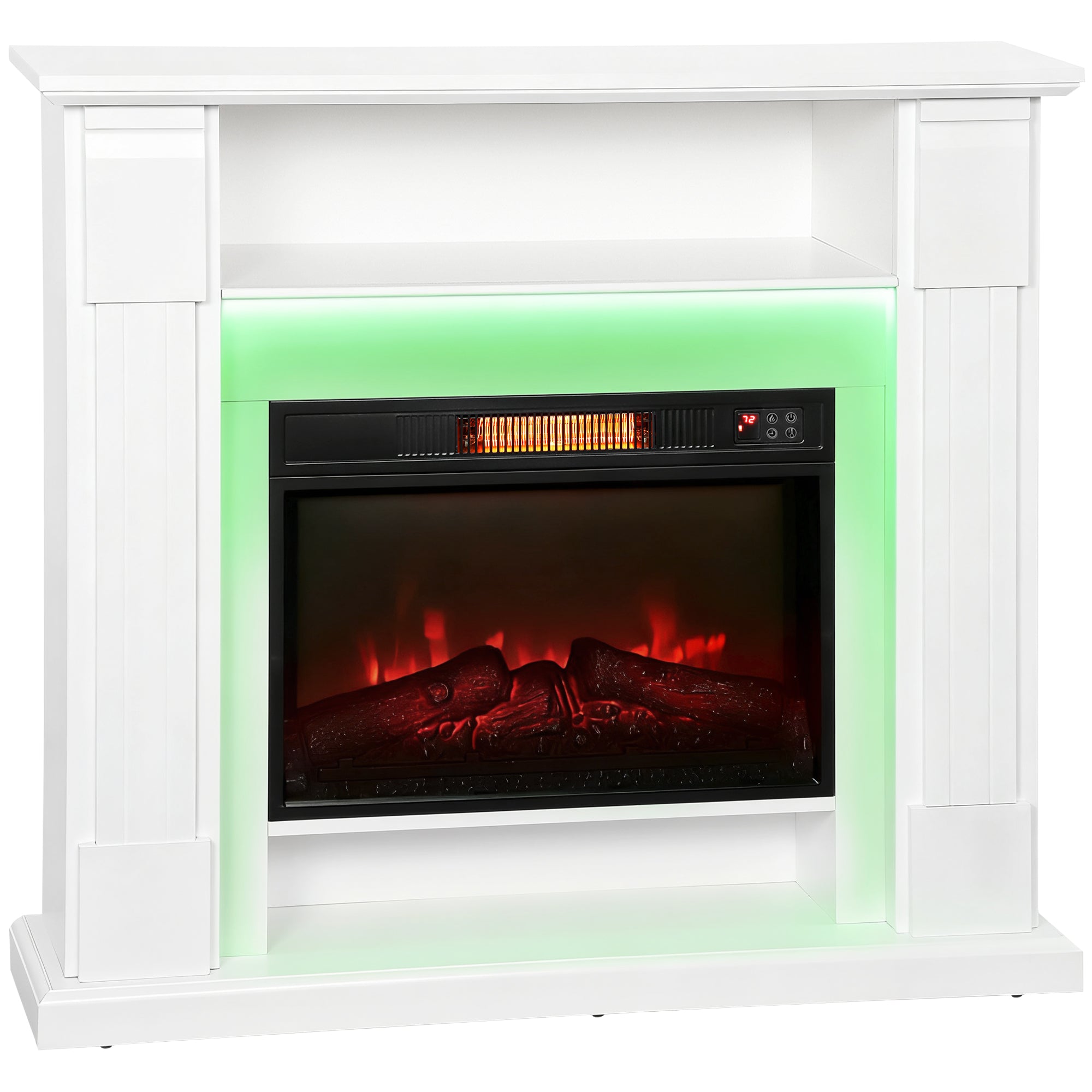 HOMCOM 6142 BTU Electric Fireplace and LED Mantel, 17-27°C - White