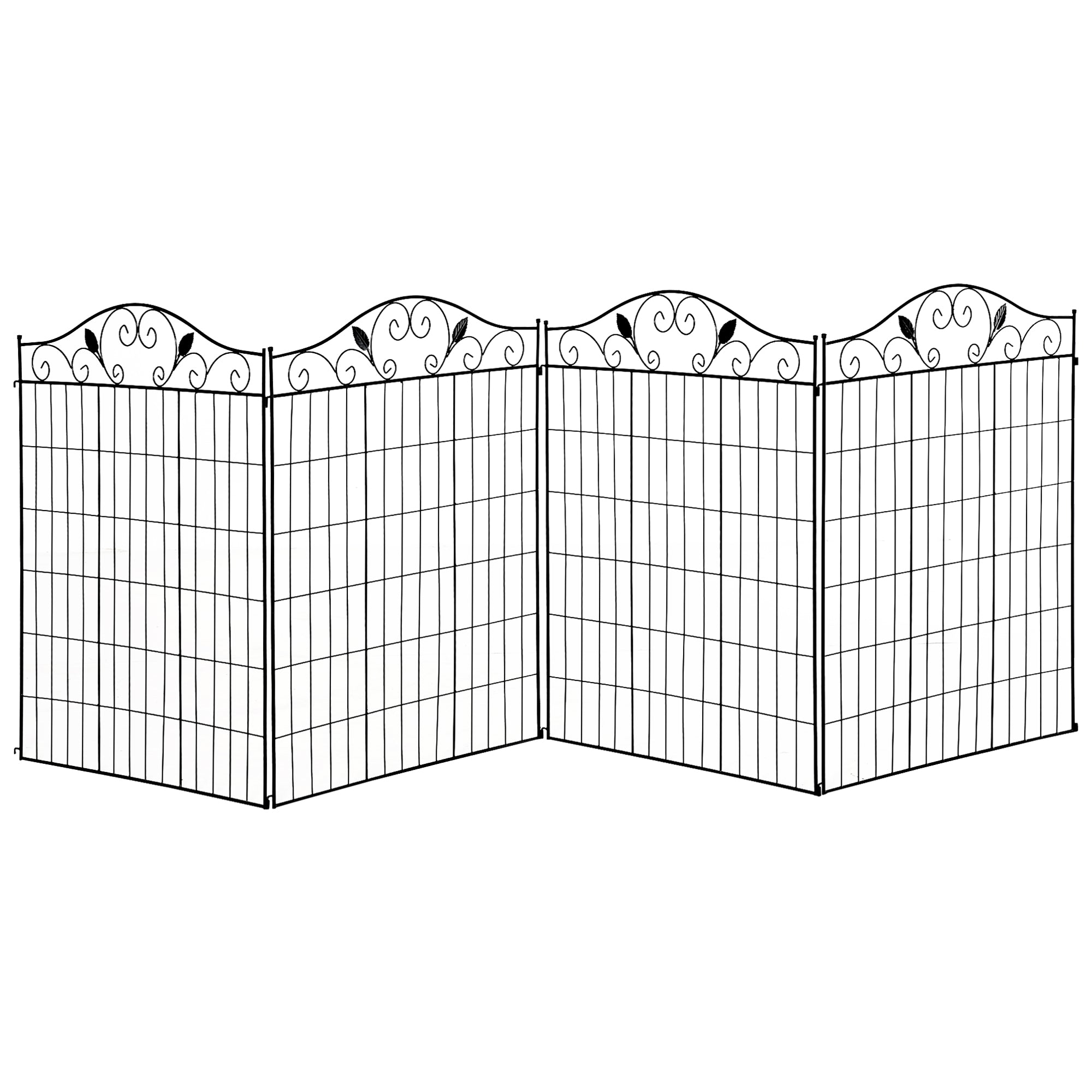 Outsunny Garden Decorative Fence 4 Panels 44in x 12ft Metal Wire Landscape Border Edging - North Peak Garden Furniture